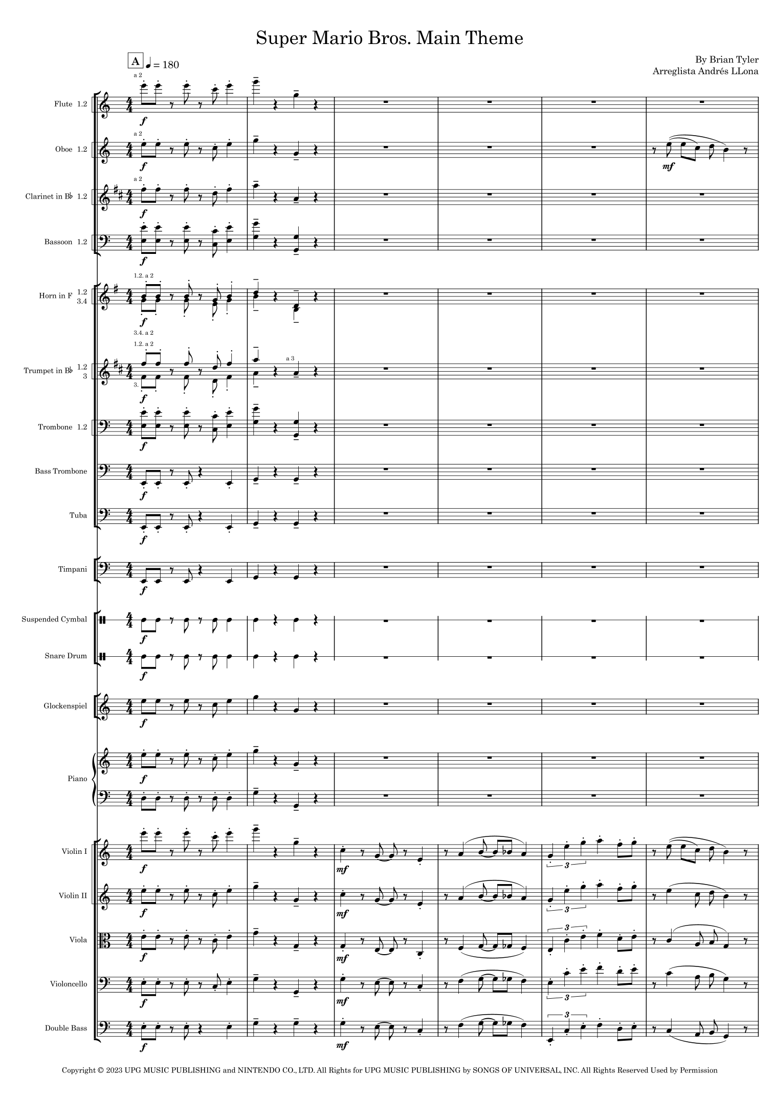 Super Mario Bros. Opus (arr. Andrés LLona) by Brian Tyler Full Orchestra