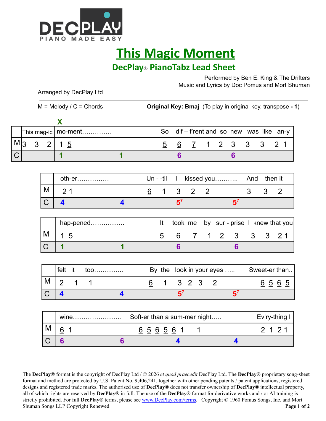 This Magic Moment (arr. DecPlay Ltd) by Jay & The Americans Sheet Music ...