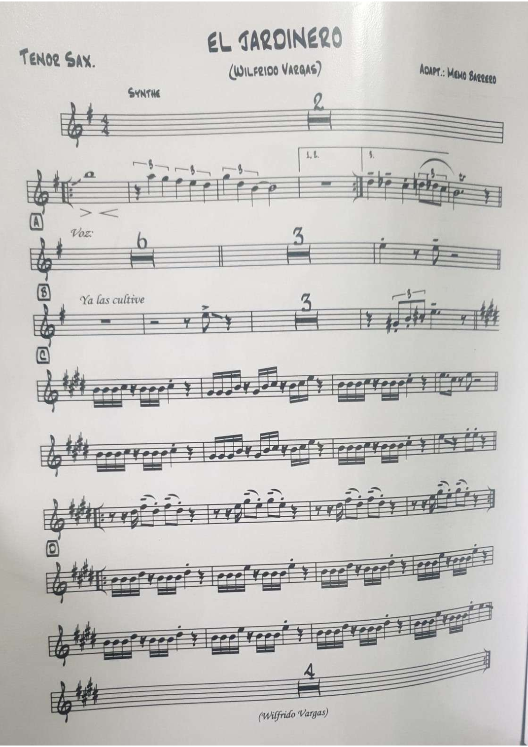 El jardinero (arr. Wilfrido Vargas) by Wilfrido Vargas 管弦乐总谱 - 预览