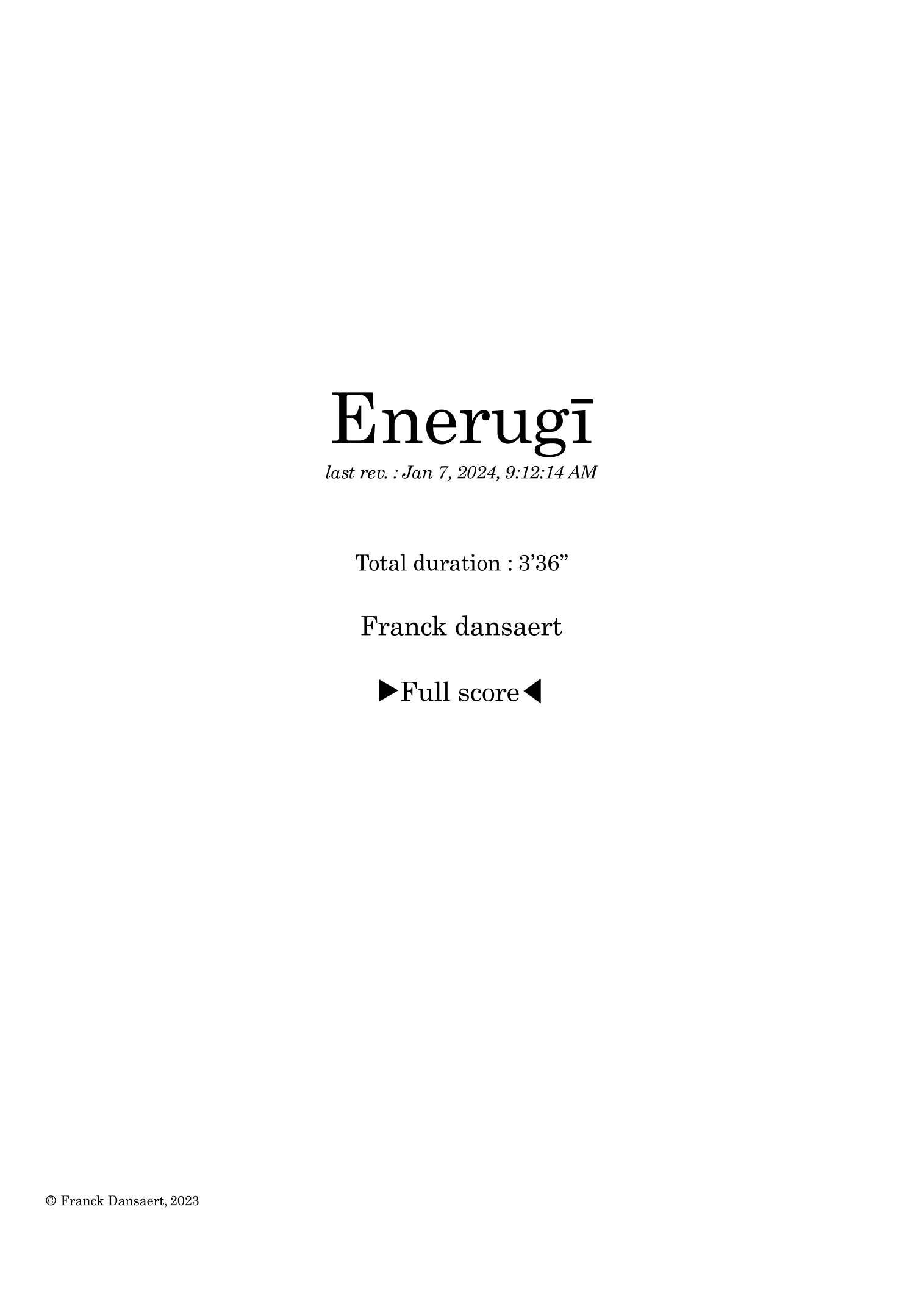 Enerugi - 仅总谱 (Franck Dansaert 管弦乐团) - 预览