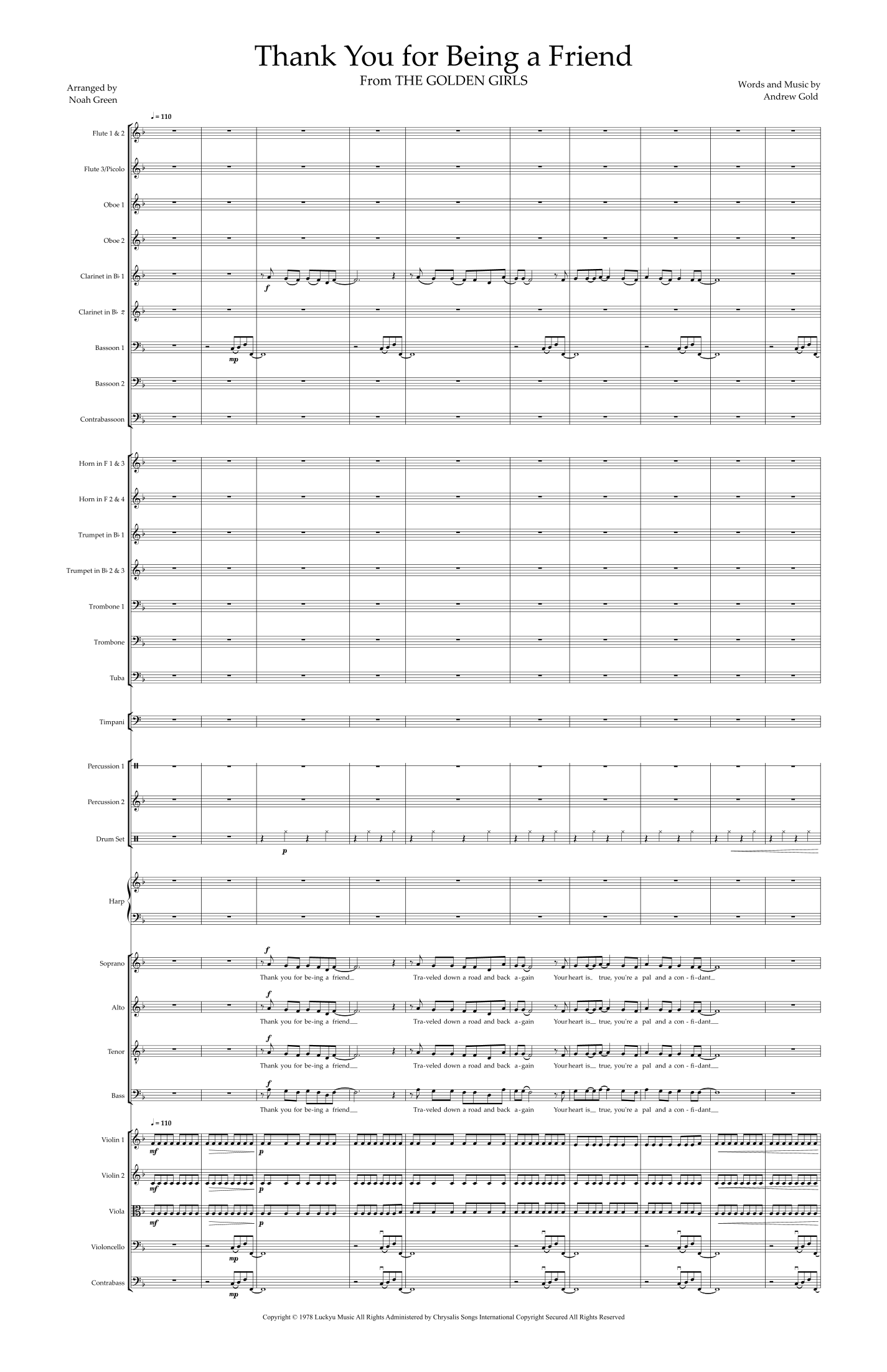 Thank You For Being A Friend (arr. Noah Green) by Andrew Gold 管弦乐团 - 预览