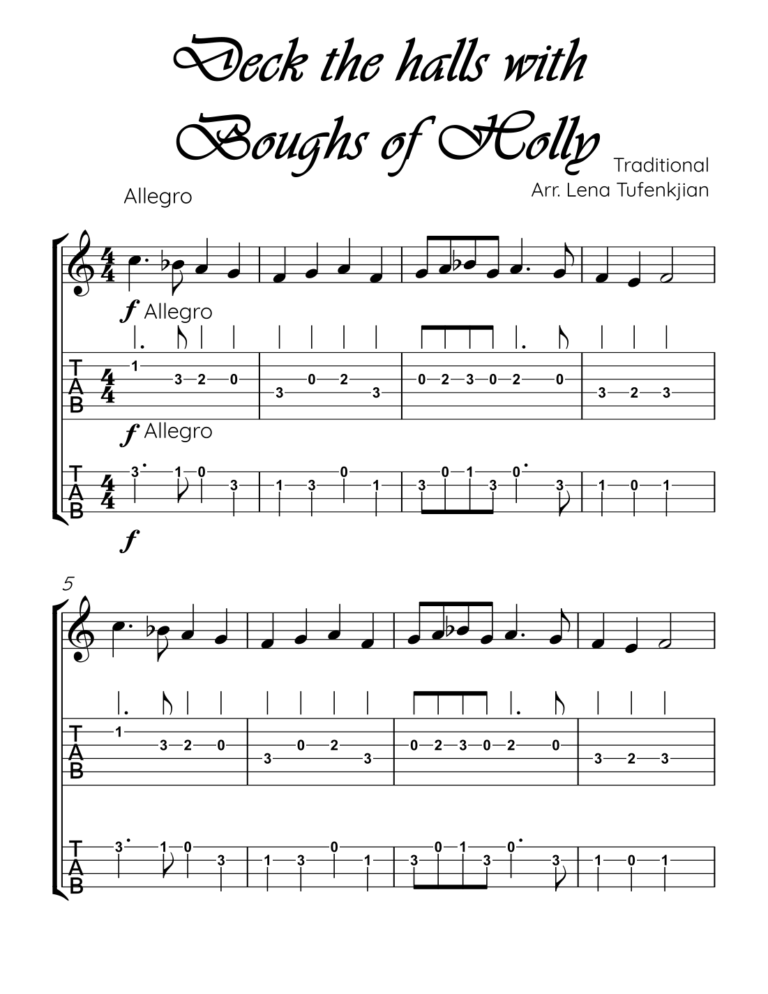 Deck the halls with boughs of Holly (arr. Lena Tufenkjian) by ...