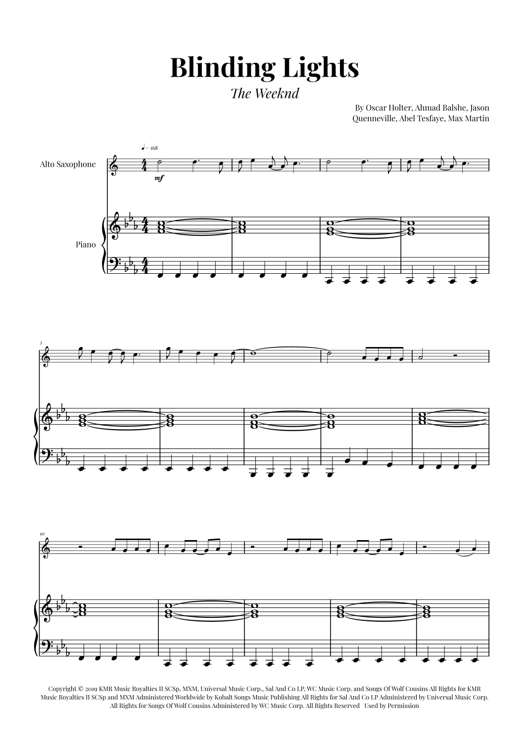 Blinding Lights (arr. Glauco Fernandes) by The Weeknd Sheet Music for ...