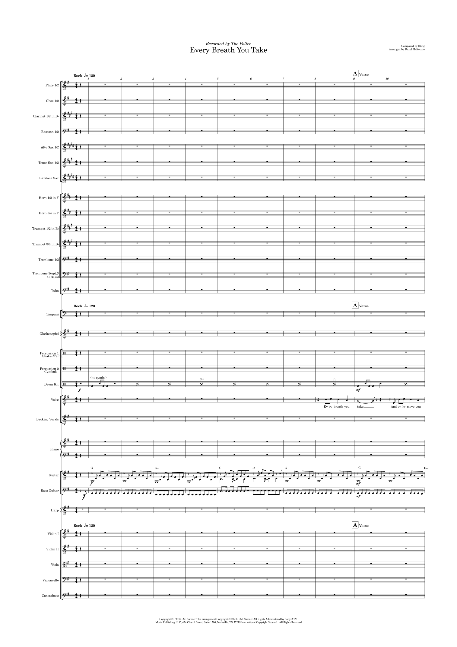 Every Breath You Take (arr. Daryl McKenzie) by The Police Full Orchestra - 预览