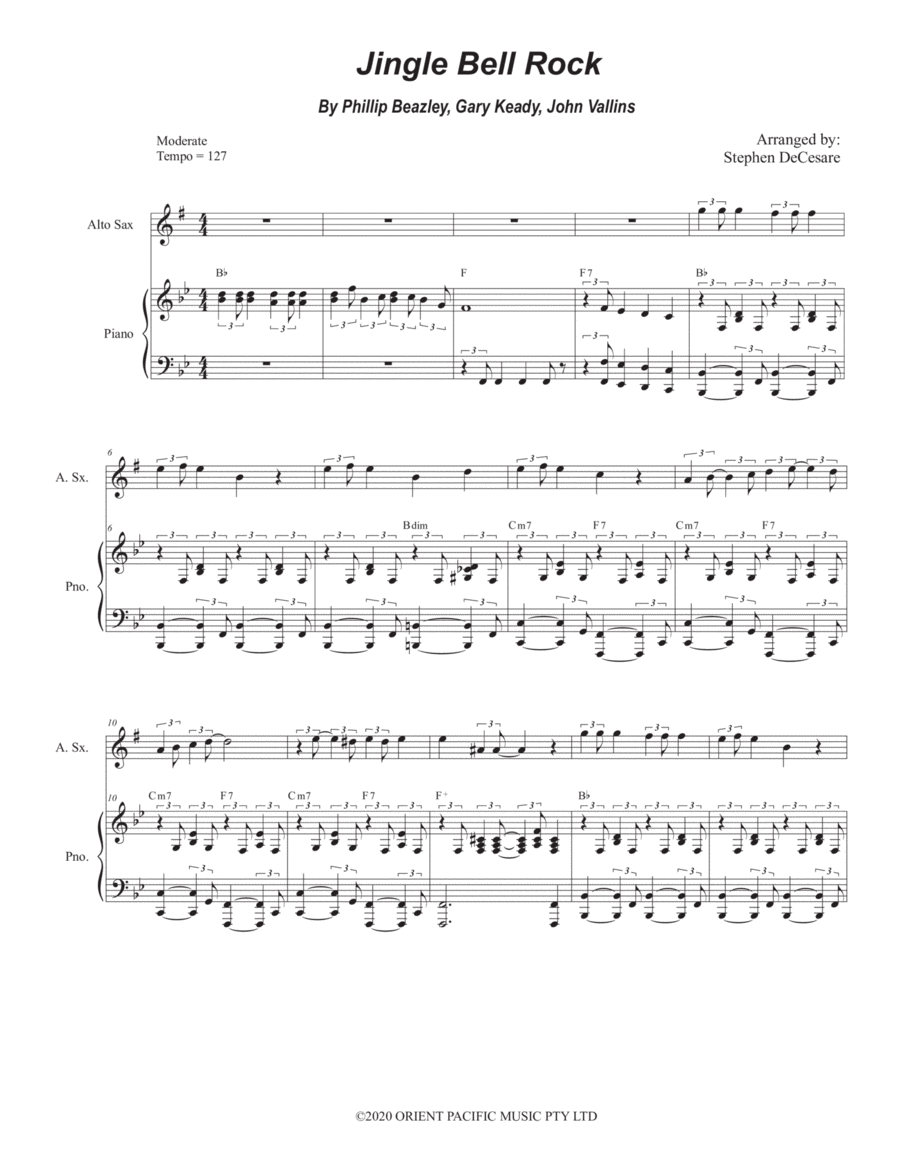 Jingle Bell Rock Sheet Music John Mcintyre Vallins Alto Sax and Piano