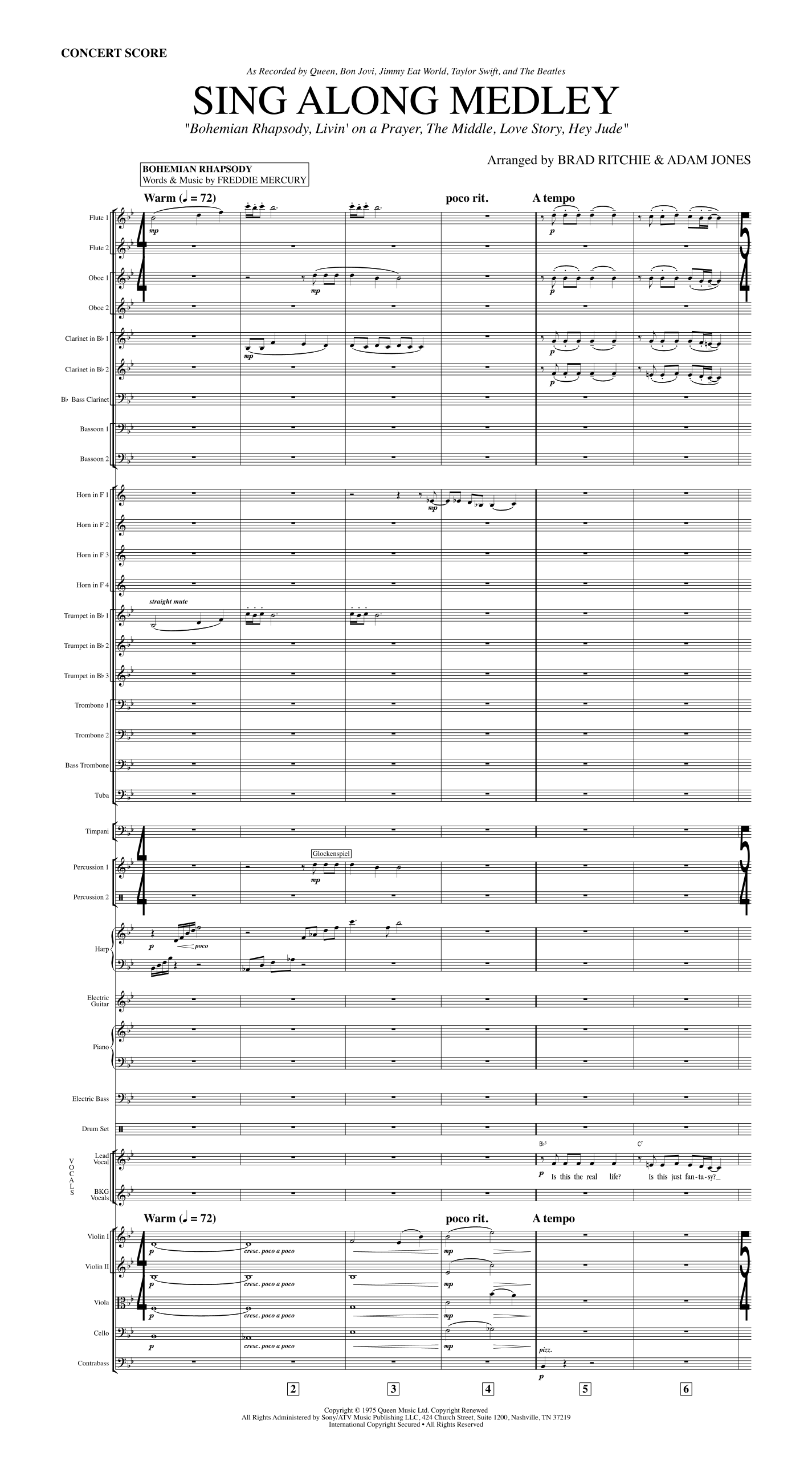 Medley: Bohemian Rhapsody with Livin' On A Prayer, The Middle, Love Story, and Hey Jude (arr. Brad Ritchie & Adam Jones) by Brad Ritchie & Adam Jones Full Orchestra