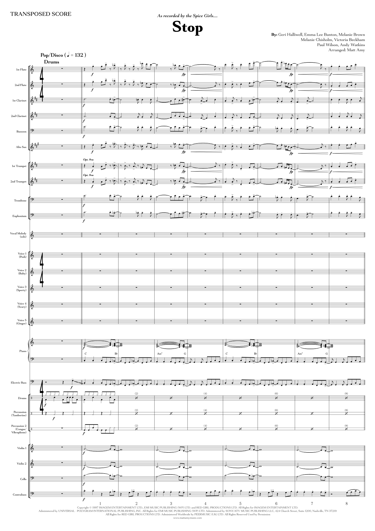 Stop (arr. Matt Amy) by Spice Girls Full Orchestra