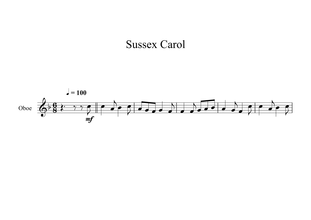 Sussex Carol (Oboe) (arr. Digital Book Music) Sheet Music Traditional