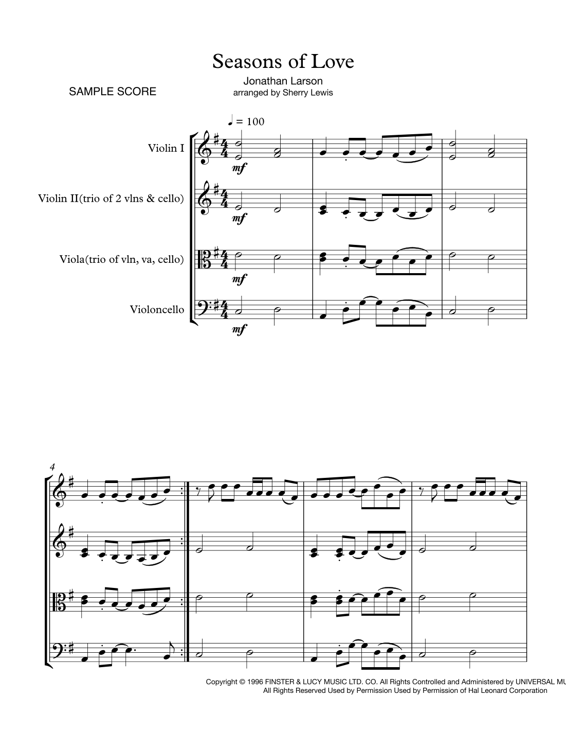Seasons Of Love (arr. Sherry Lewis) Sheet Music Cast Of Rent