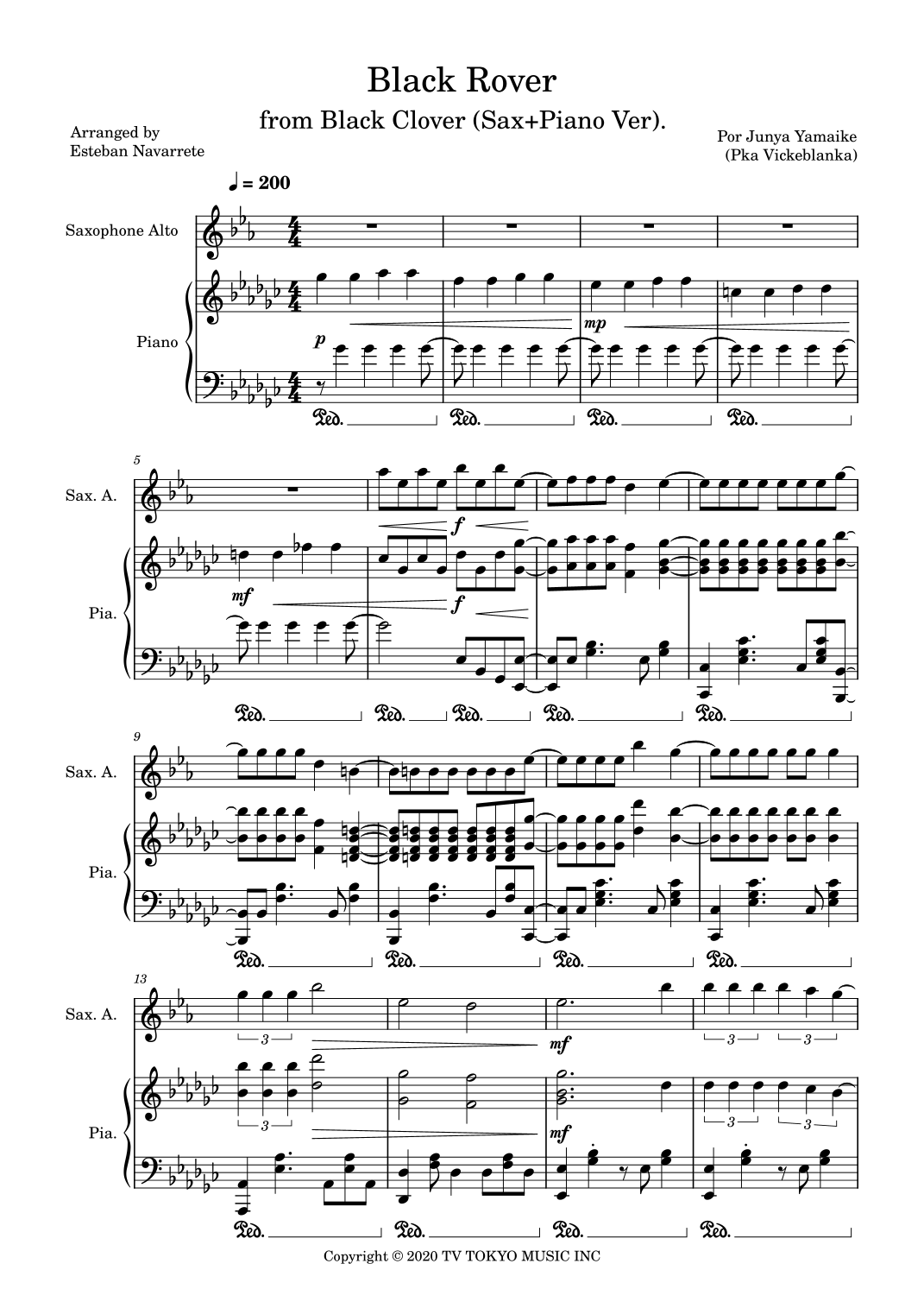 Black Rover by Junya Yamaike (Pka Vickeblanka) Sheet Music for ...