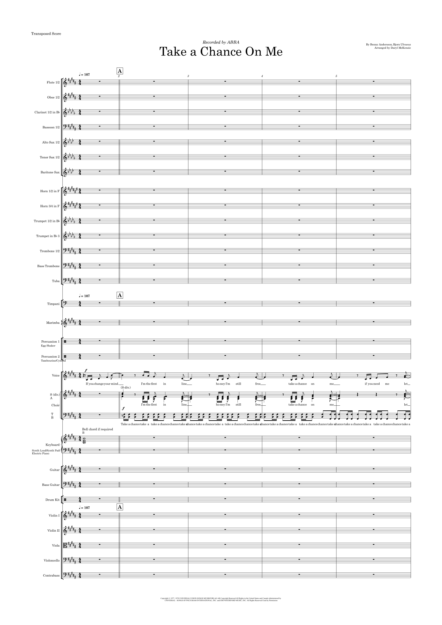 Take A Chance On Me (arr. Daryl McKenzie) by ABBA Full Orchestra