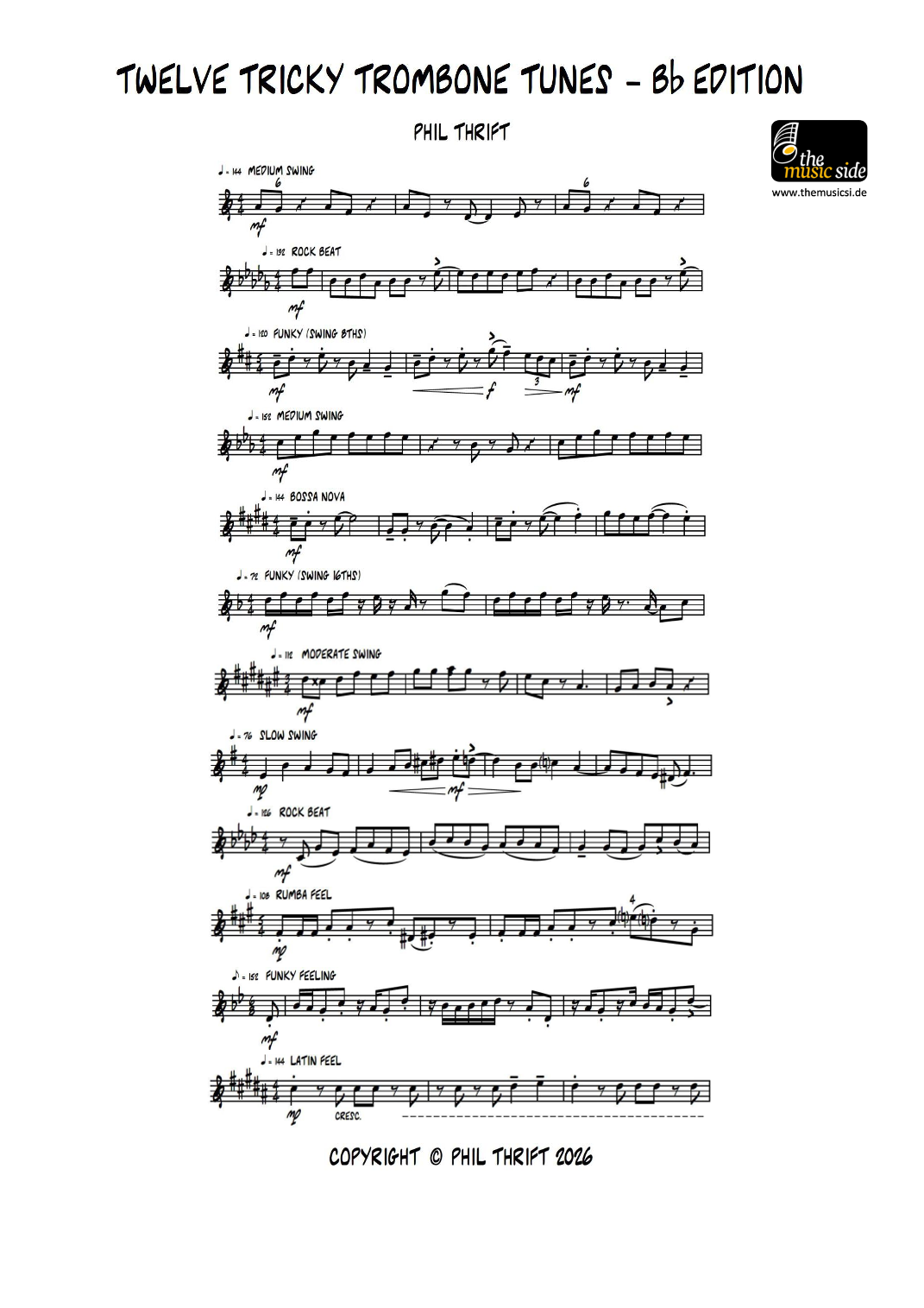 Twelve Tricky Trombone Tunes - Bb Edition by Phil Thrift Sheet Music ...