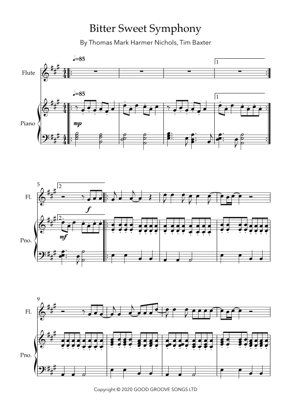 Bittersweet Symphony (arr. Matthew pyeon) by Tim Baxter Sheet