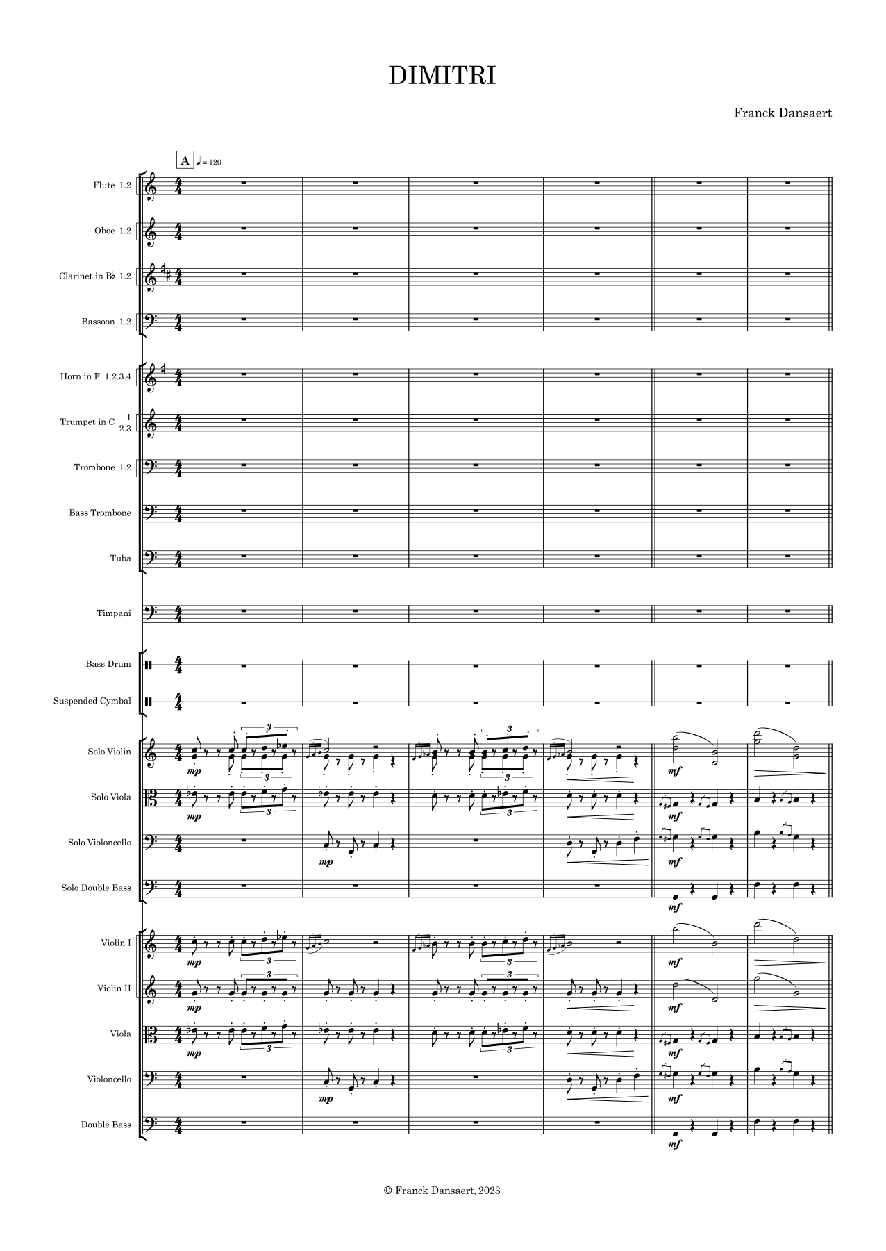 Dimitri - Score Only (仅总谱) by Franck Dansaert Full Orchestra (管弦乐团) - 预览