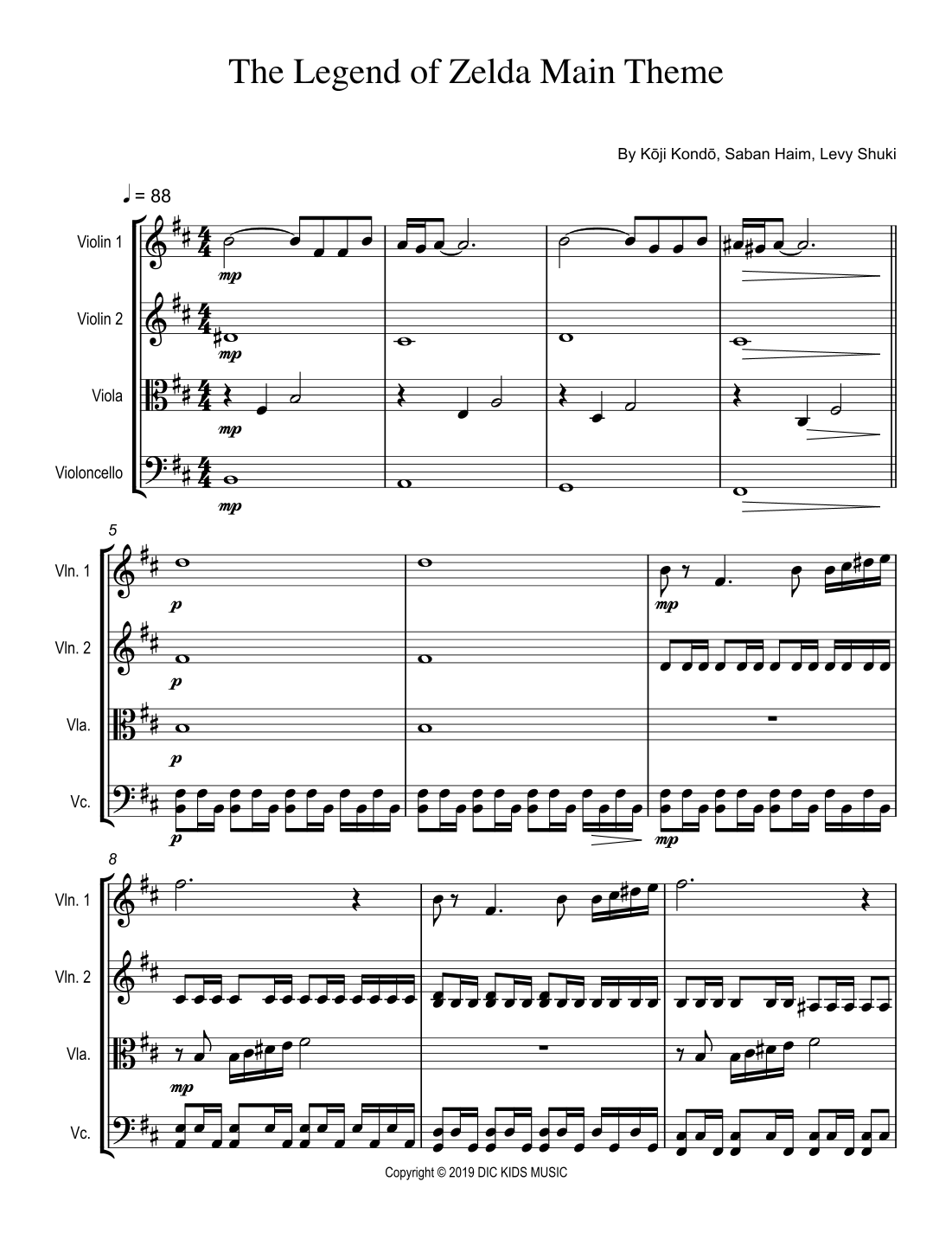 The Legend Of Zelda (arr. Ignacio Quiroz) Sheet Music Saban Haim String Quartet