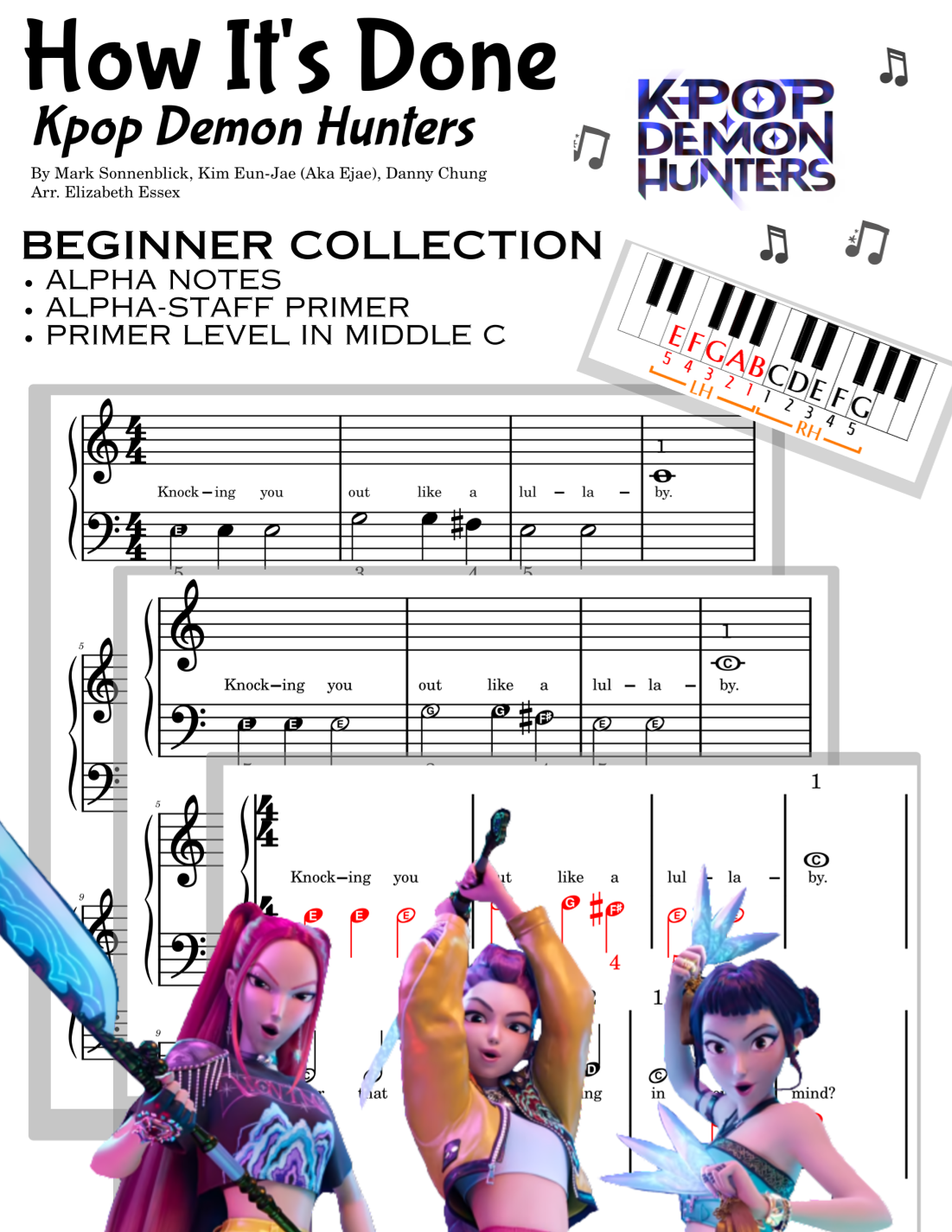 Aperçu interactif Partitions numériques> de 'How It's Done (arr. Elizabeth Essex)' par Huntr/X (Ejae, Audrey Nuna And Rei Ami), Piano Facile page 1