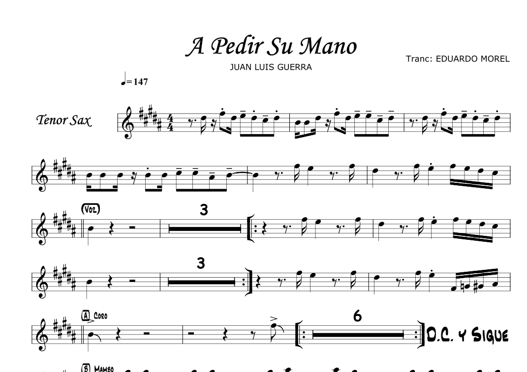A pedir su mano - 仅总谱 (arr. Juan Luis Guerra) by Juan Luis Guerra 管弦乐团 - 预览