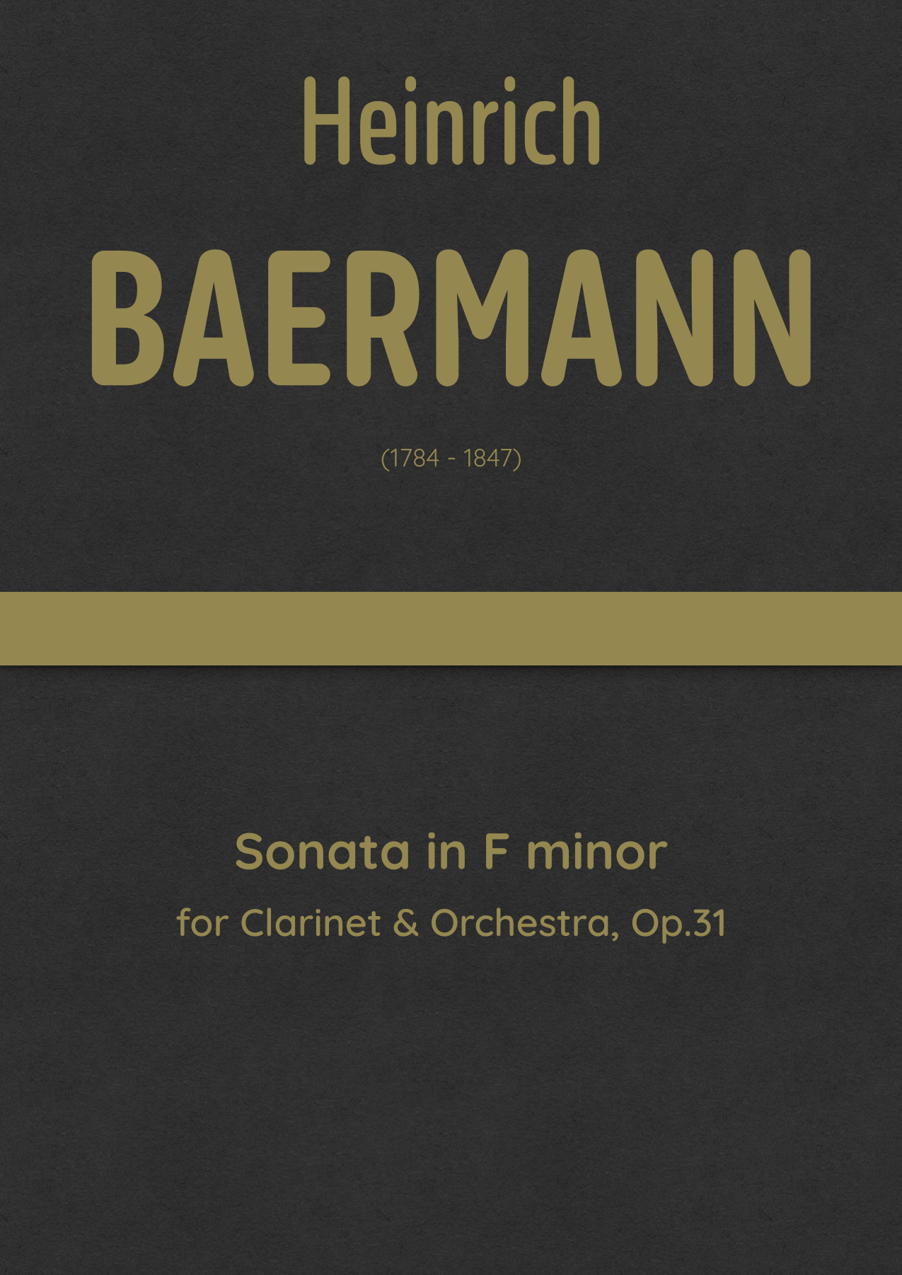 Baermann - Sonata in F minor for Clarinet & Orchestra, Op.31 (arr. J.G. Cucó Barber) by Heinrich Baermann Full Orchestra