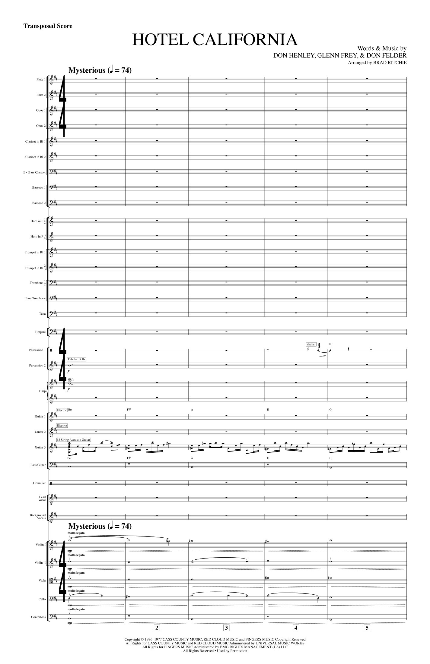 Hotel California (arr. Brad Ritchie) by Eagles 管弦乐团 - 预览