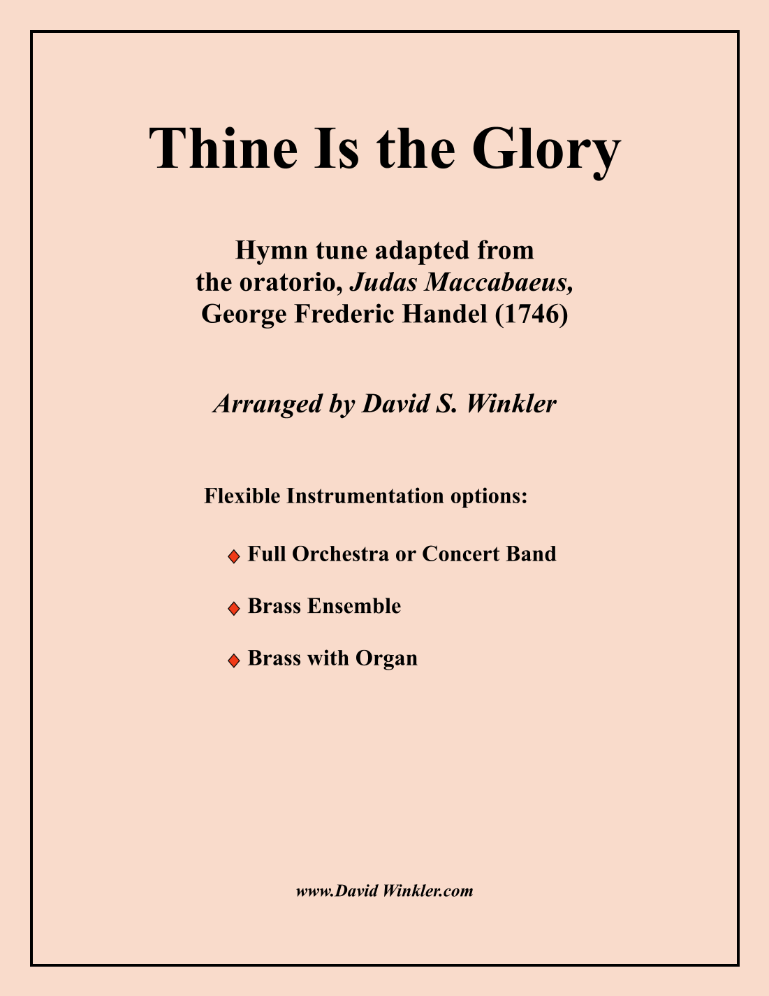 【韩德尔《荣耀归于祢》（大卫·温克勒改编）管弦乐总谱】Thine Is the Glory (arr. David Winkler) by G. F. Handel Full Orchestra PDF乐谱下载