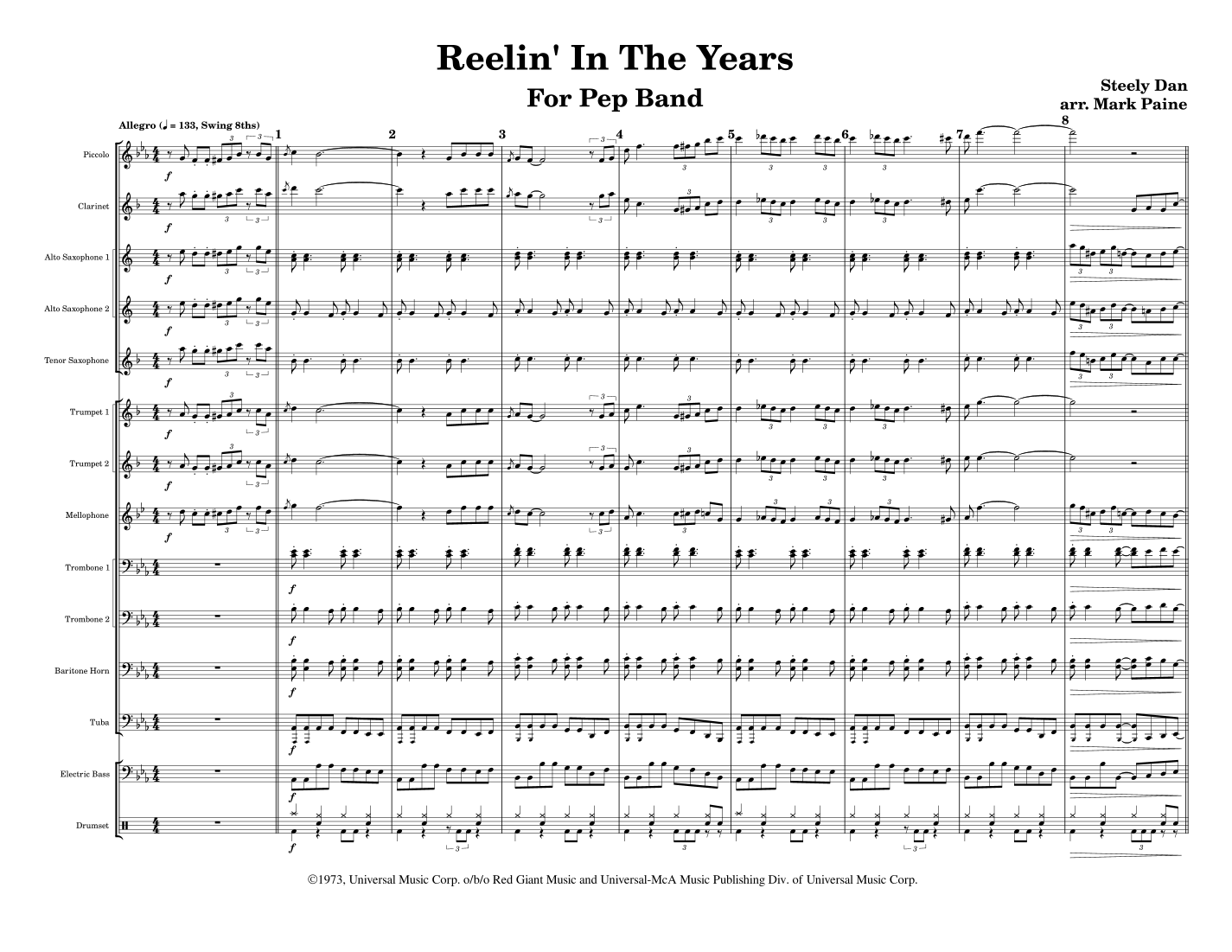 Reelin' In The Years (arr. Mark Paine) by Steely Dan Sheet Music for ...