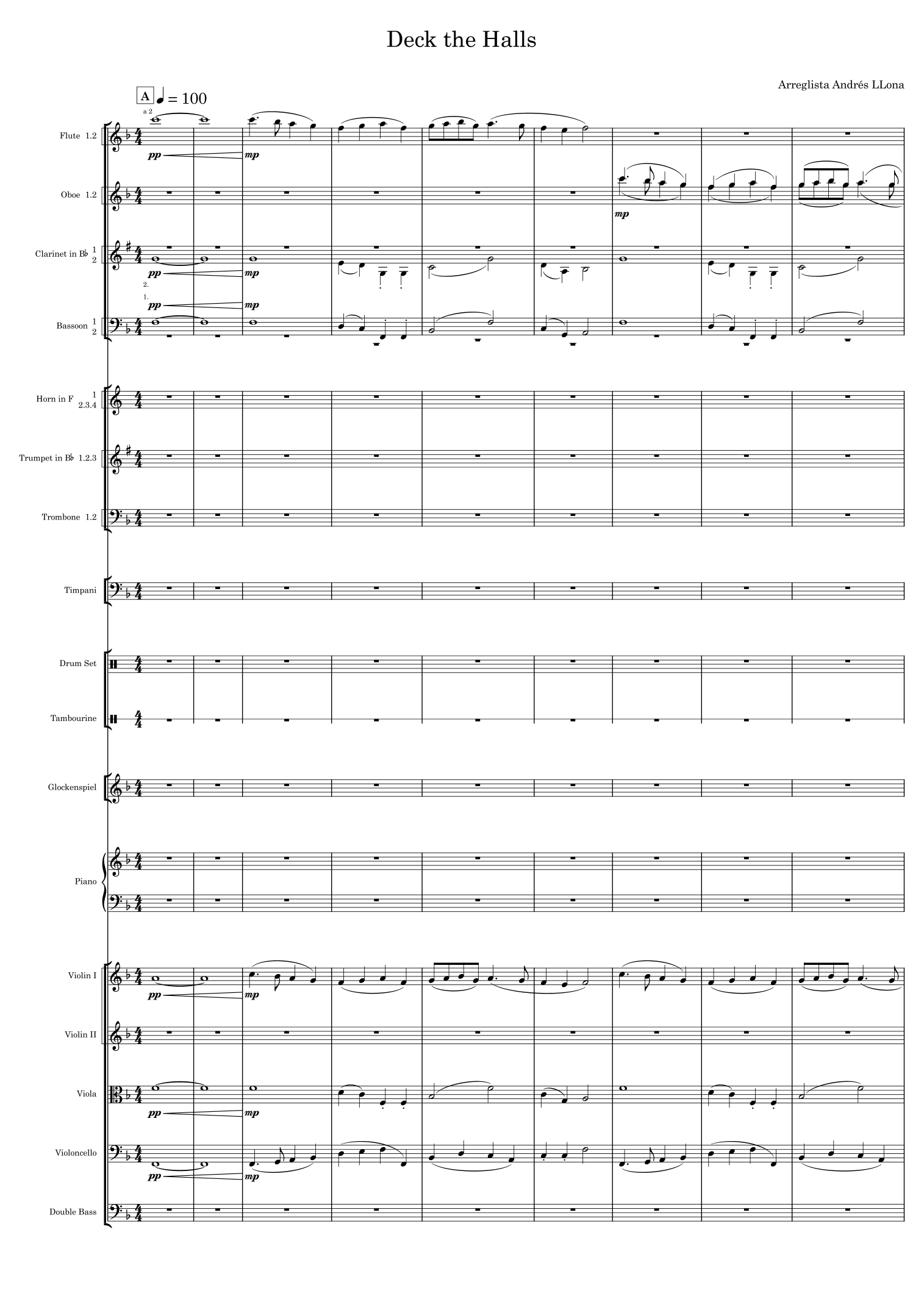 Deck the Halls (arr. Andrés LLona) by Thomas Oliphant Full Orchestra