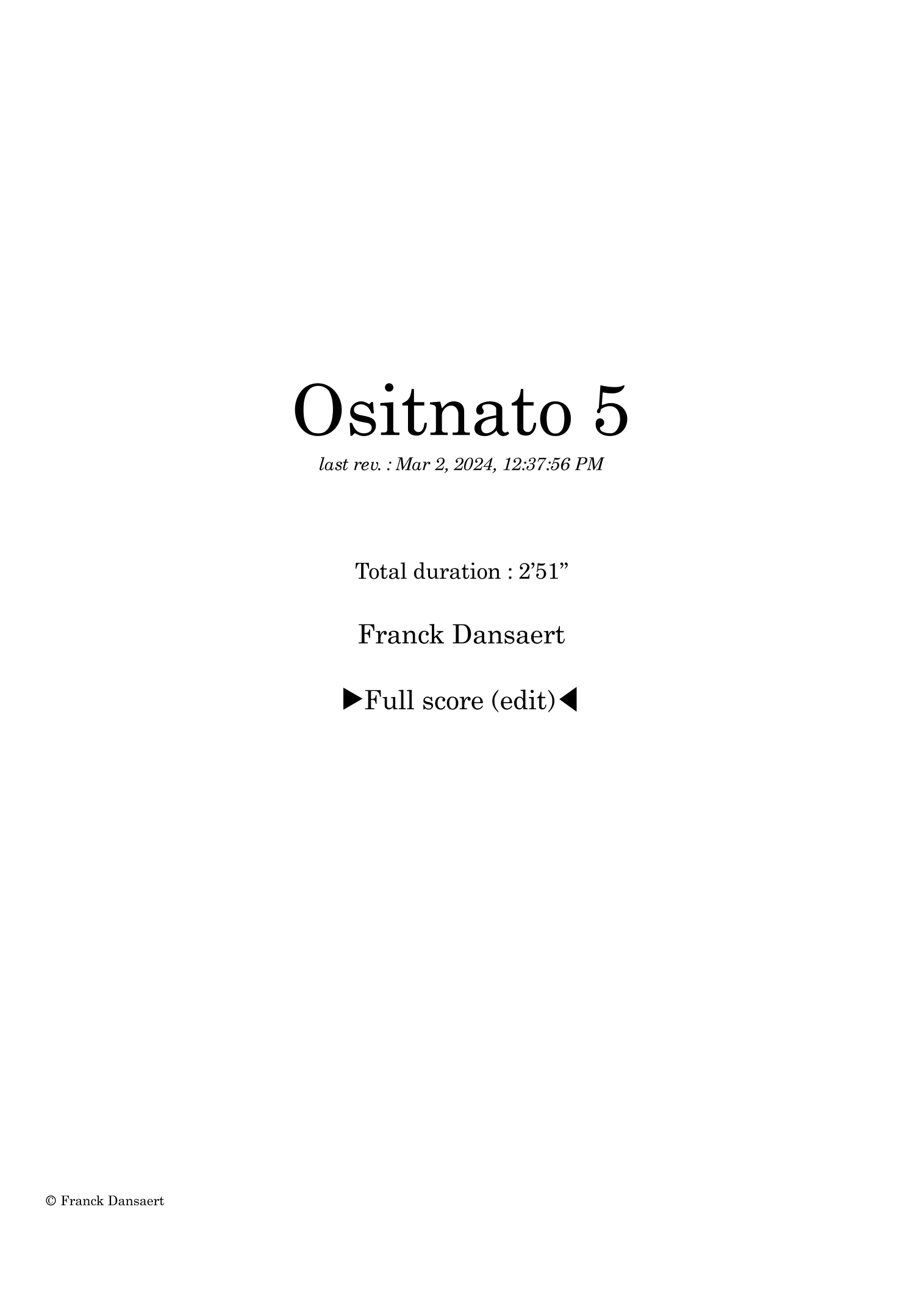 Ostinato 5 - 仅总谱 (Franck Dansaert 管弦乐团) - 预览