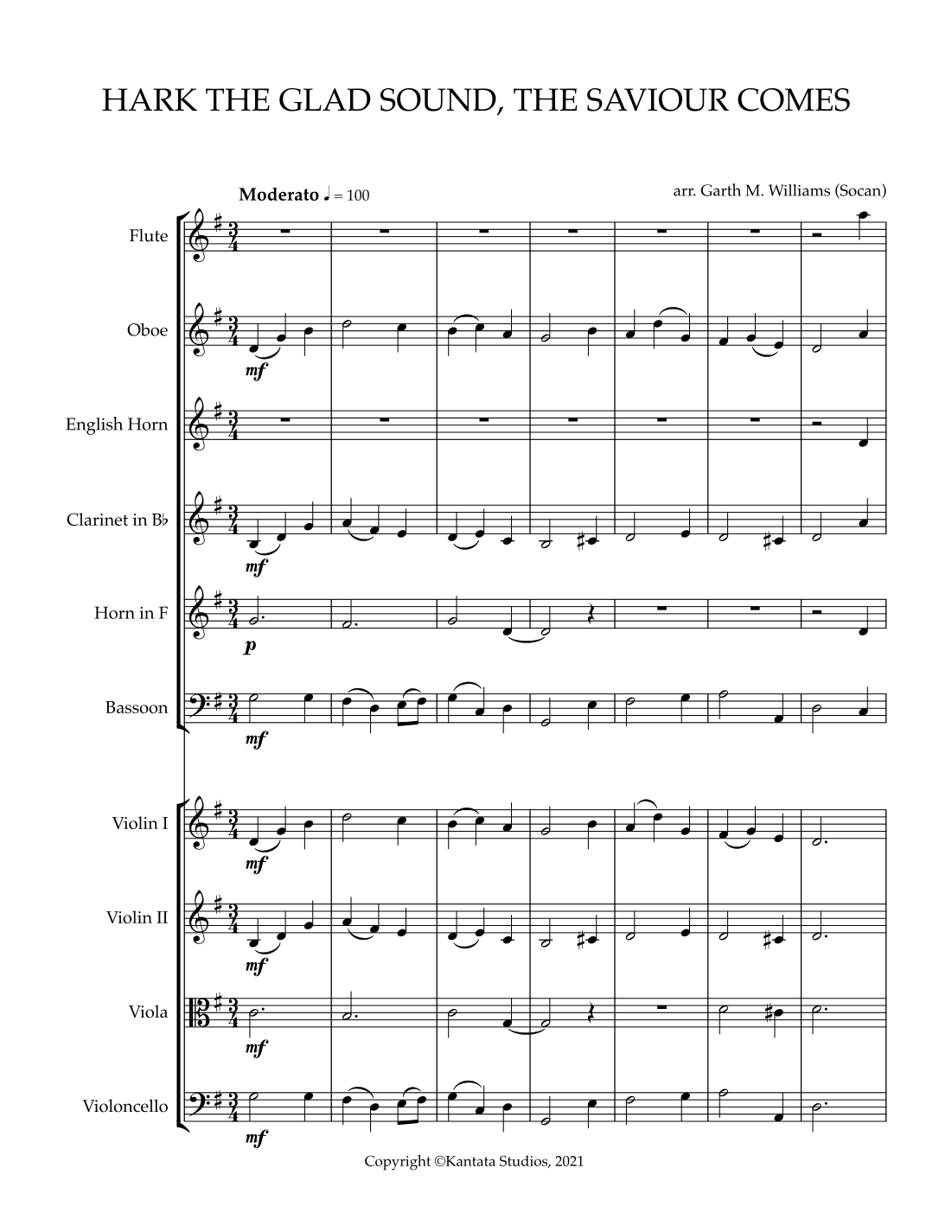 HARK THE GLAD SOUND, THE SAVIOR COMES FOR ORCHESTRA (arr. Garth M. Williams, (Socan)) by Garth Williams 全编制管弦乐团 - 预览
