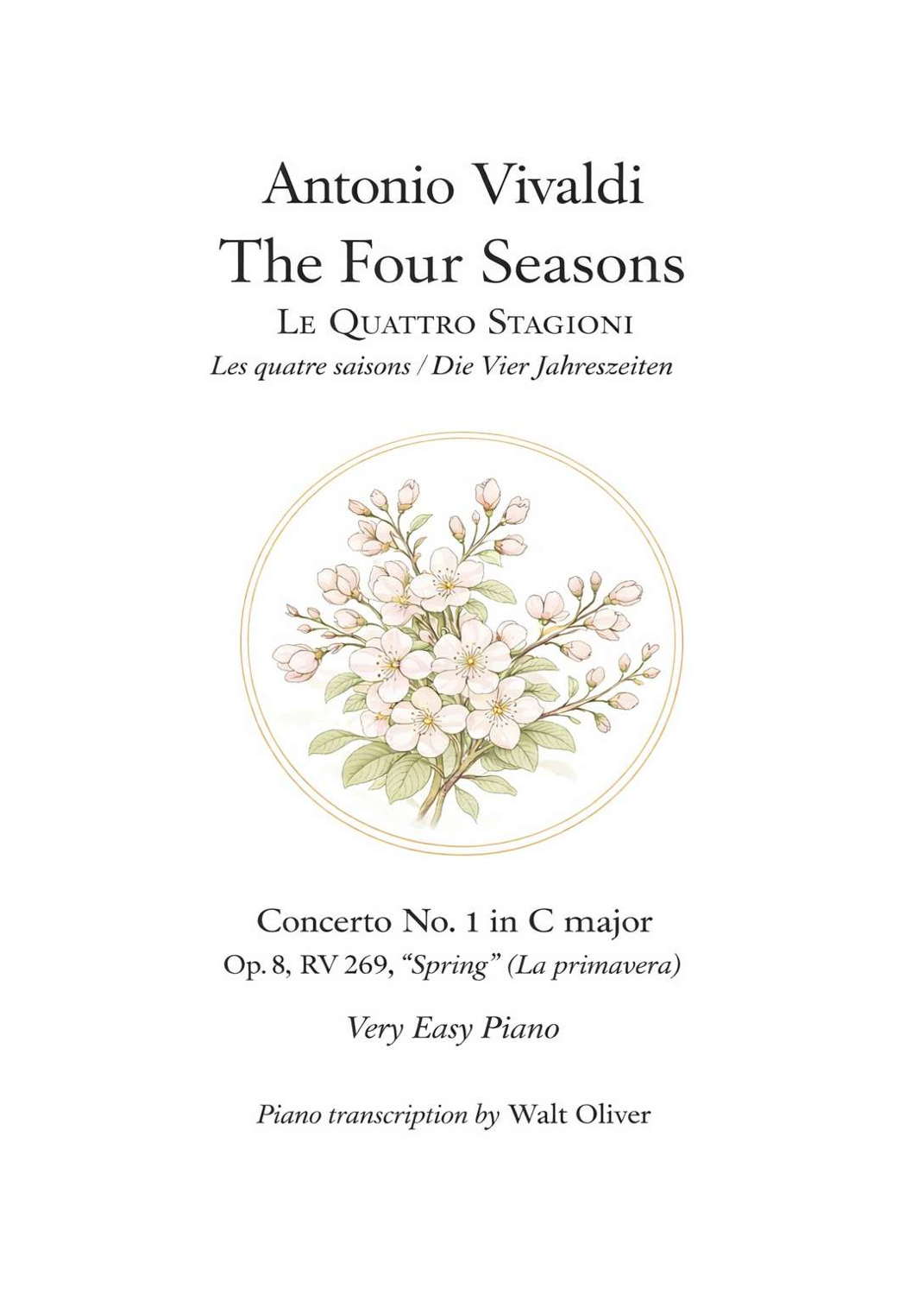 Vivaldi - The Four Seasons - Spring - Complete - Very Easy Piano (arr ...