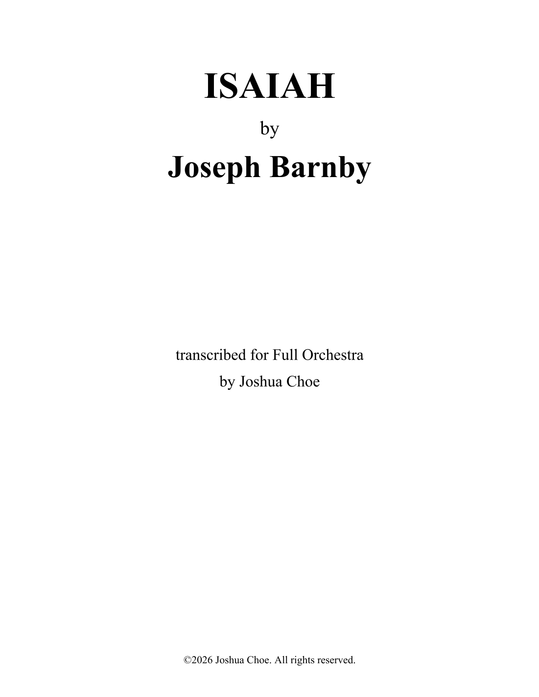 ISAIAH (arr. Joshua Choe) by Joseph Barnby 管弦乐团 - 预览