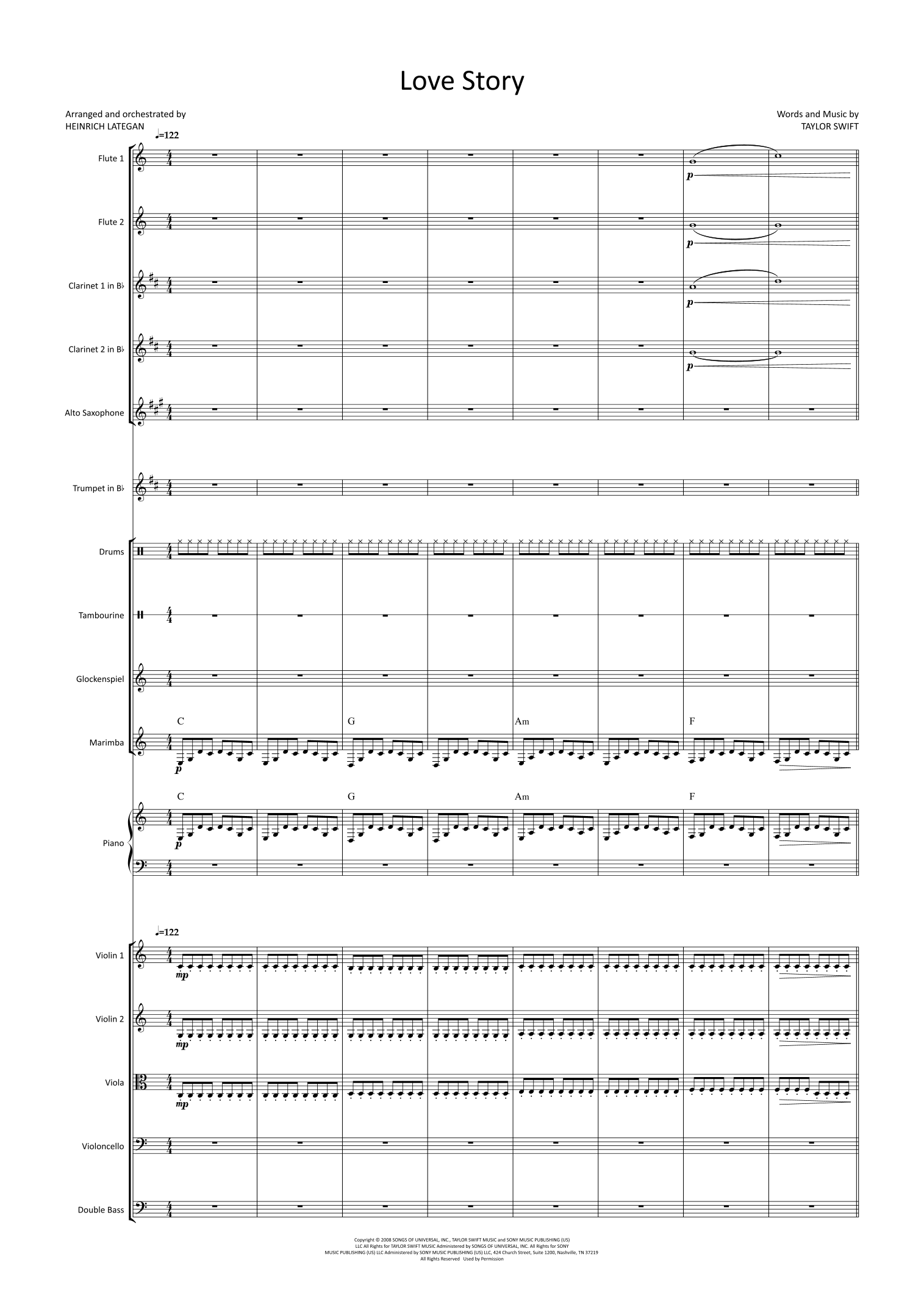 Love Story (arr. Heinrich Lategan) by Taylor Swift Full Orchestra