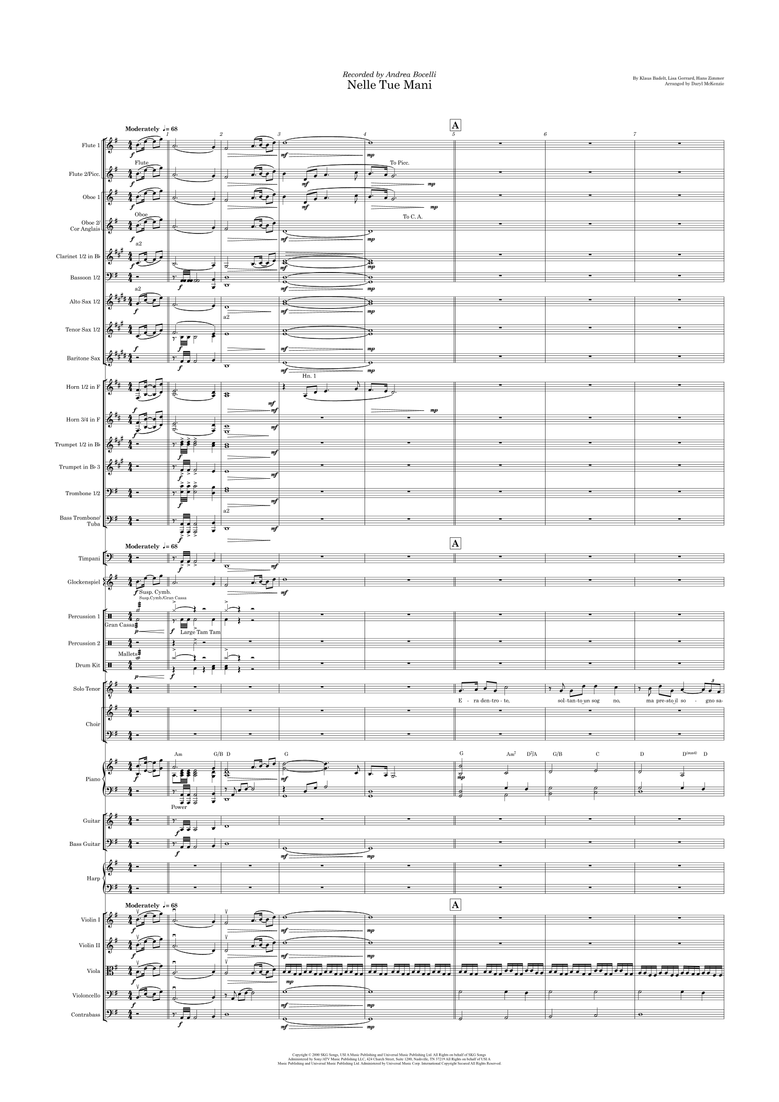 Nelle Tue Mani (arr. Daryl McKenzie) by Andrea Bocelli 管弦乐团 - 预览