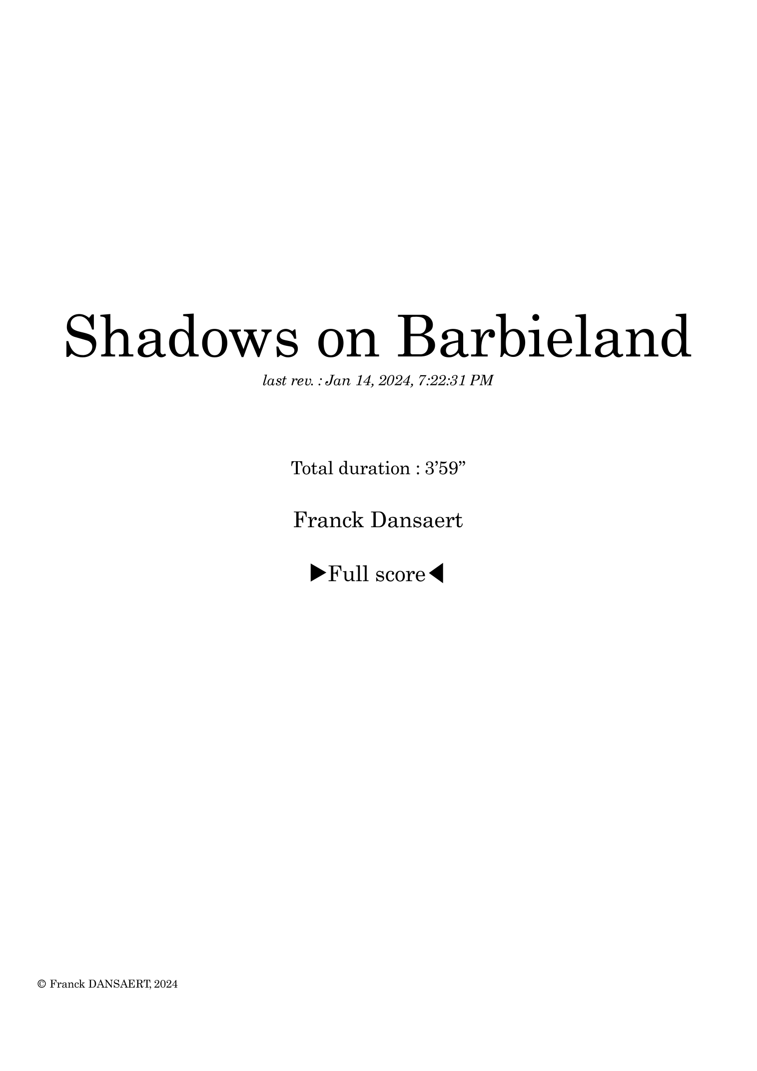 Shadows on Barbieland - 仅总谱 (Franck Dansaert Full Orchestra) - 预览