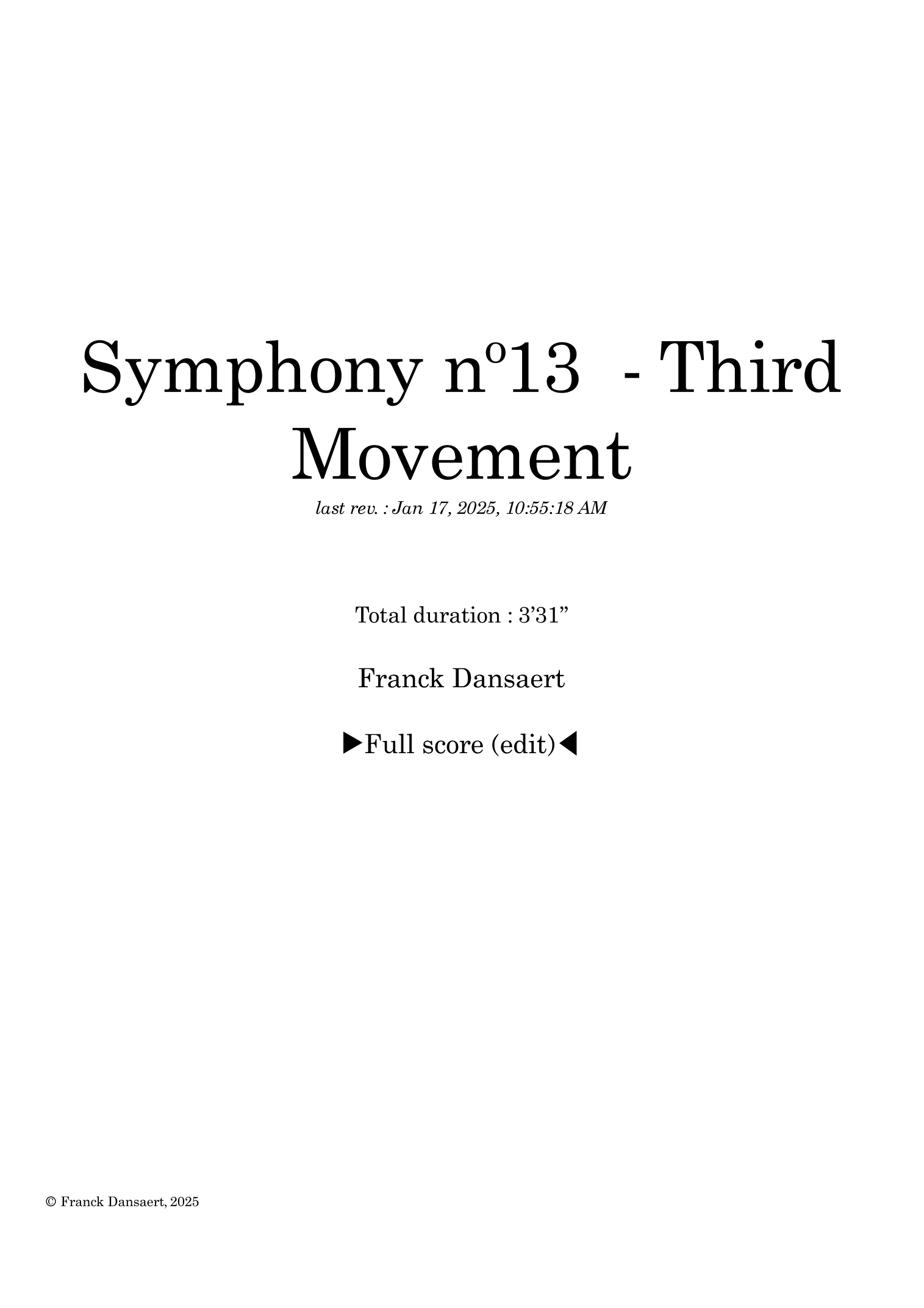 第13号交响曲(第三乐章)- 仅总谱 (Franck Dansaert - 管弦乐团) - 预览