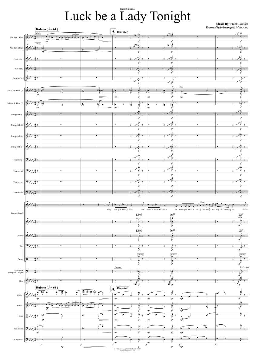 Luck Be A Lady (arr. Matt Amy) by Ala Heiler Full Orchestra
