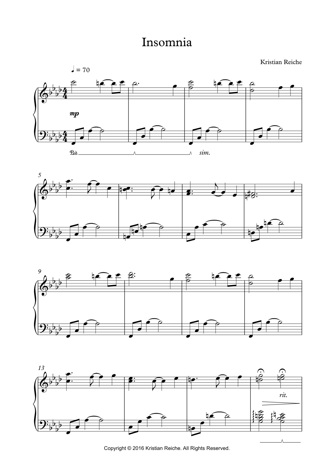 Insomnia Riff Insomnia by Kristian Reiche Sheet Music for Piano Solo at Sheet Music ...