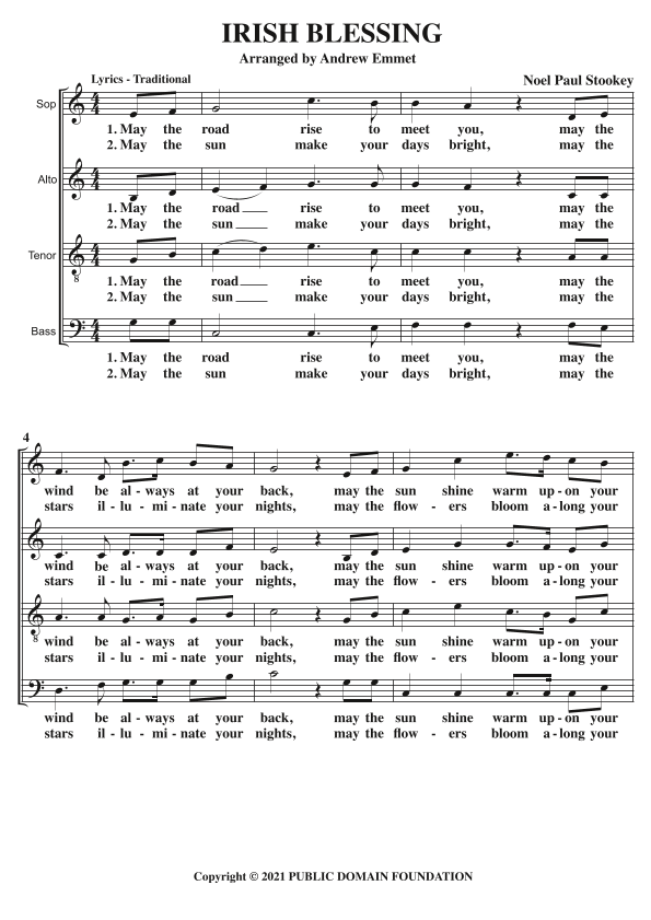 IRISH BLESSING VON NOEL STOOKEY NOTEN ZUM CHOR SATB ARR ANDREW EMMET 
