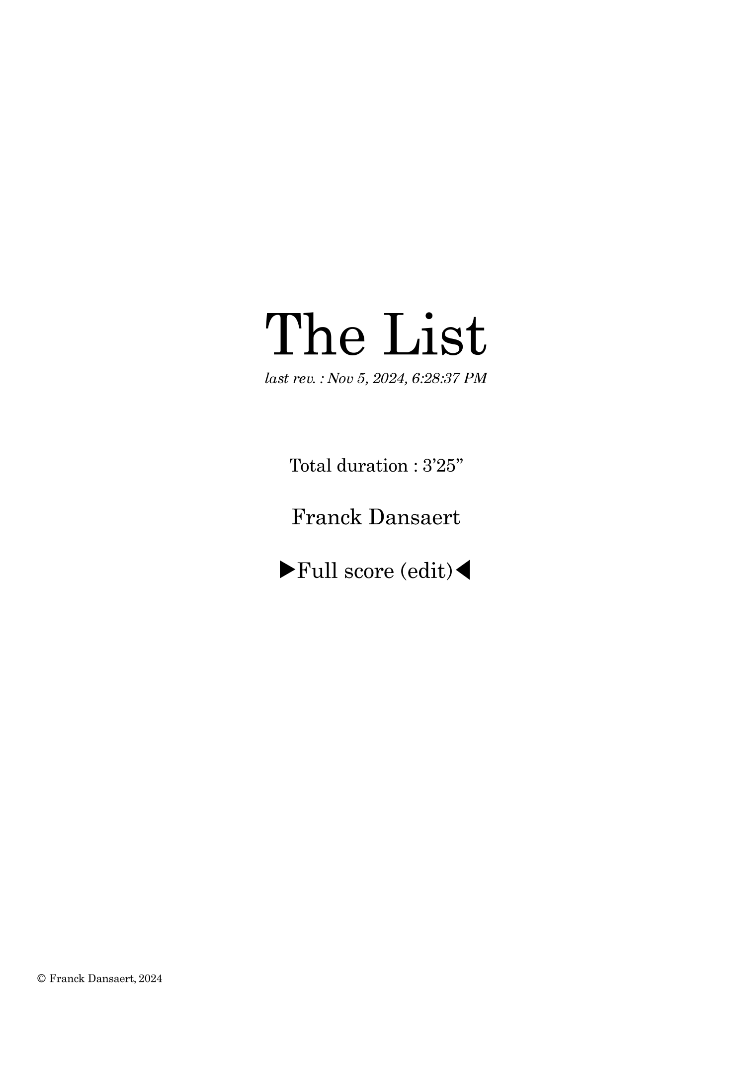 The List - Score Only by Franck Dansaert Full Orchestra (仅总谱 - 管弦乐团) - 预览