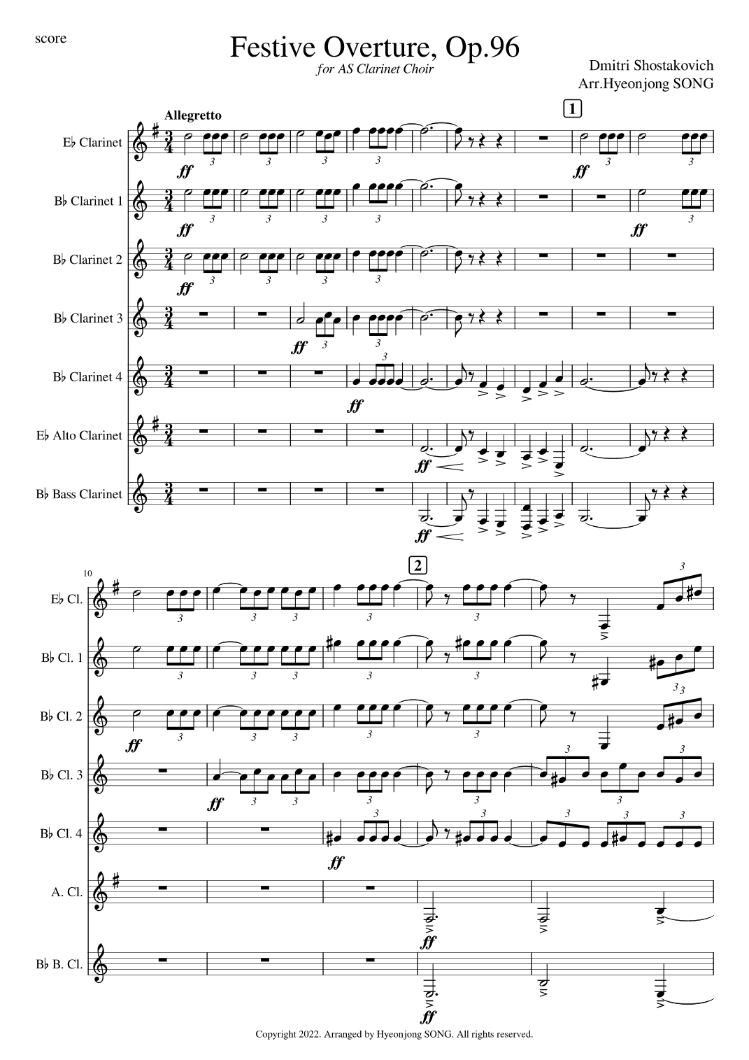Festive Overture, Op. 96 for Choir Sheet Music Dmitri