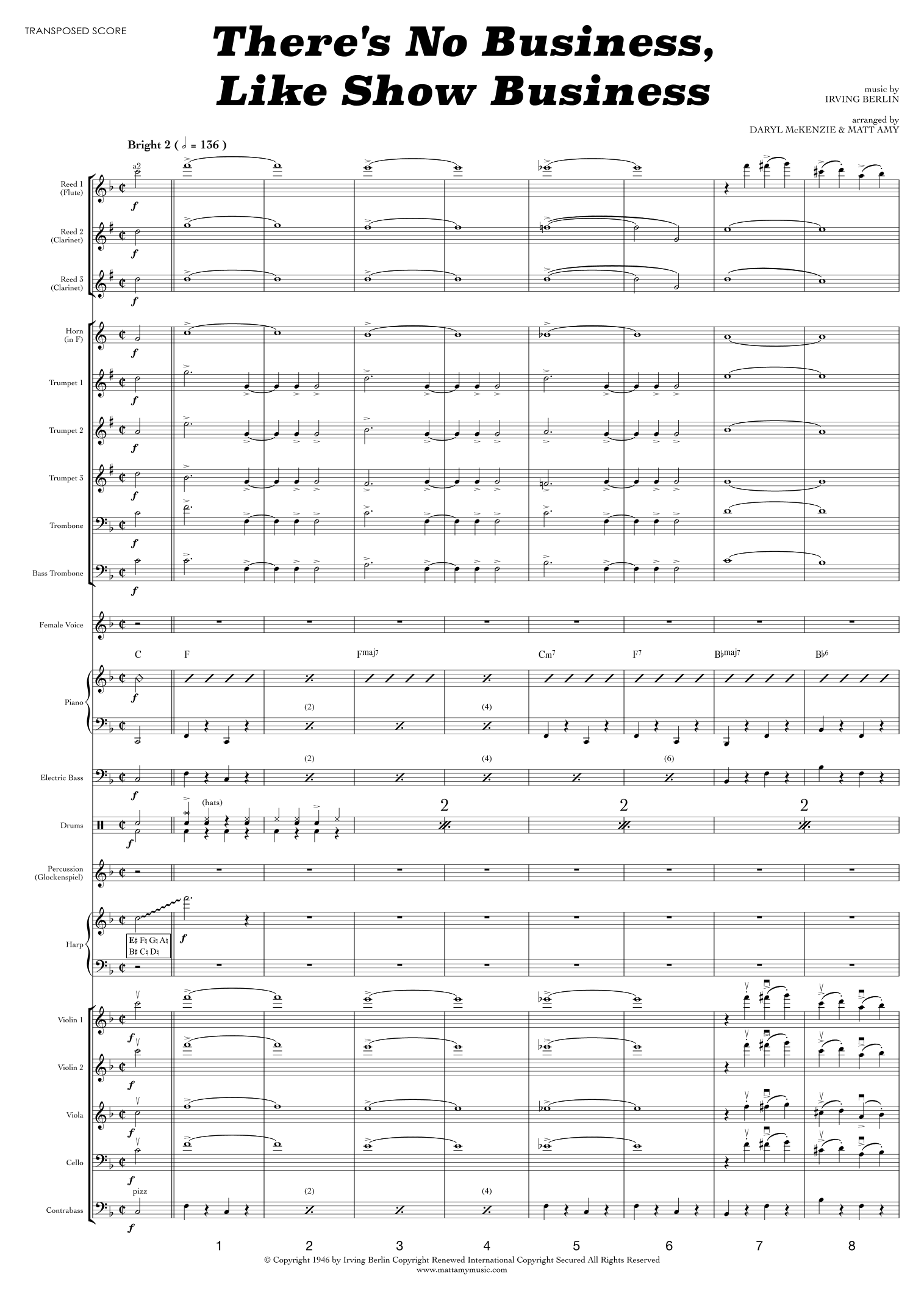 There's No Business Like Show Business (arr. Matt Amy Music) by Irving Berlin 全编制管弦乐 - 预览