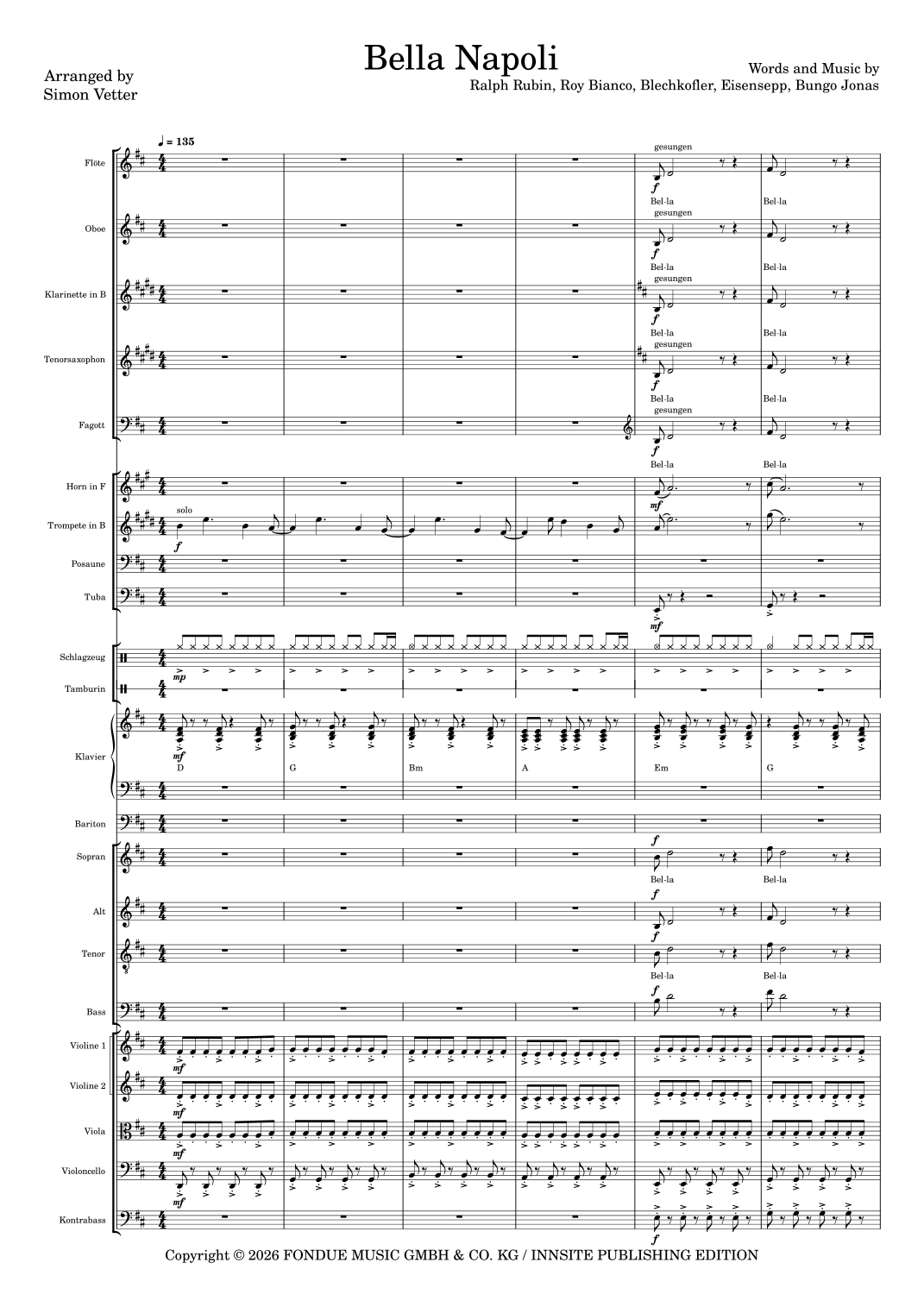 Bella Napoli (arr. Simon Vetter) by Roy Bianco & Die Abbrunzati Boys Full Orchestra