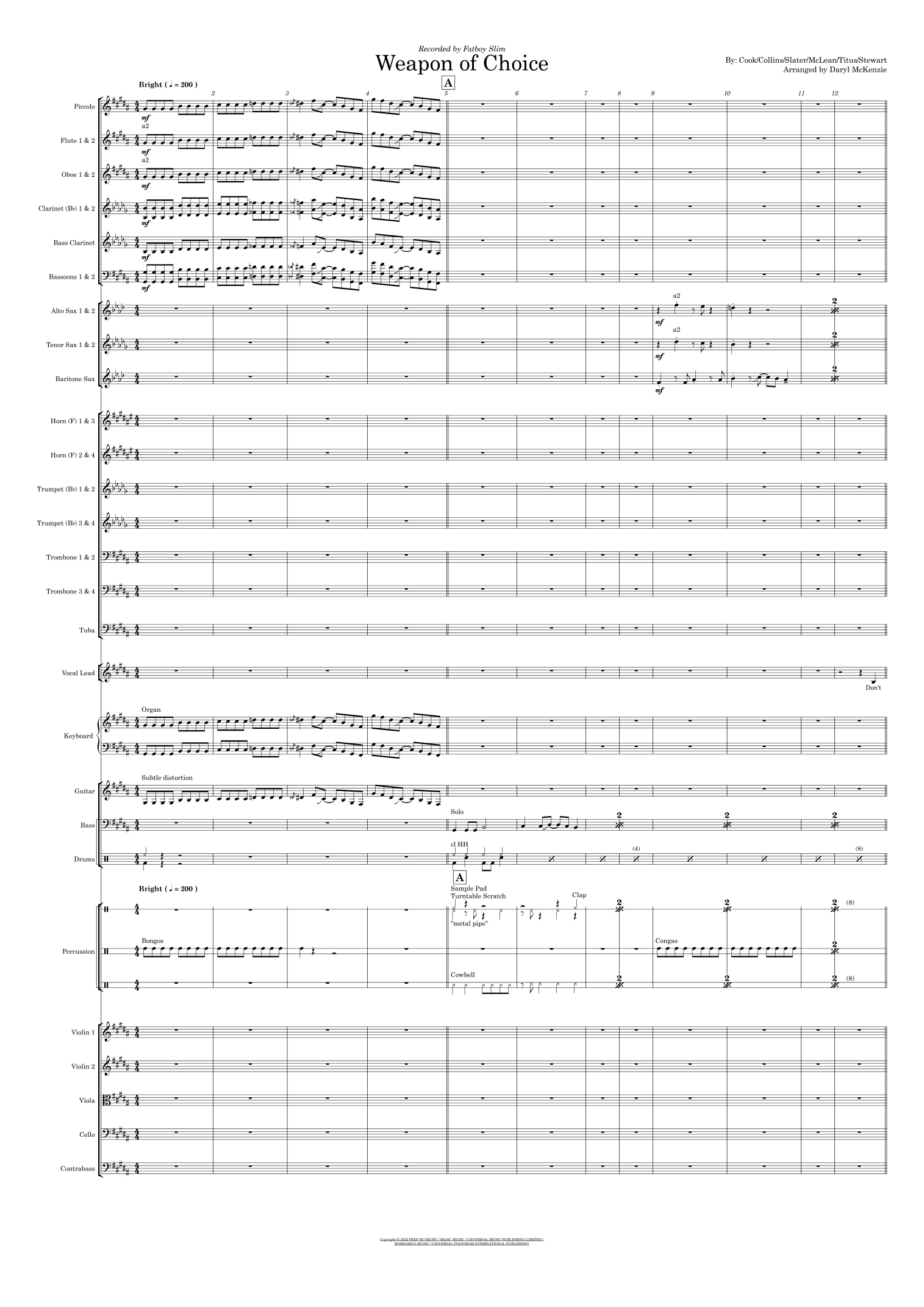 Weapon Of Choice (arr. Daryl McKenzie) by Fat Boy Slim Full Orchestra