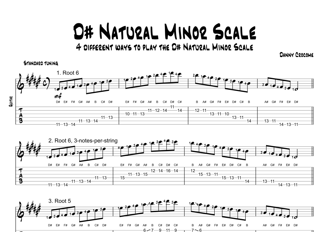 D Natural Minor Scale 4 Ways To Play By Traditional Sheet Music For 