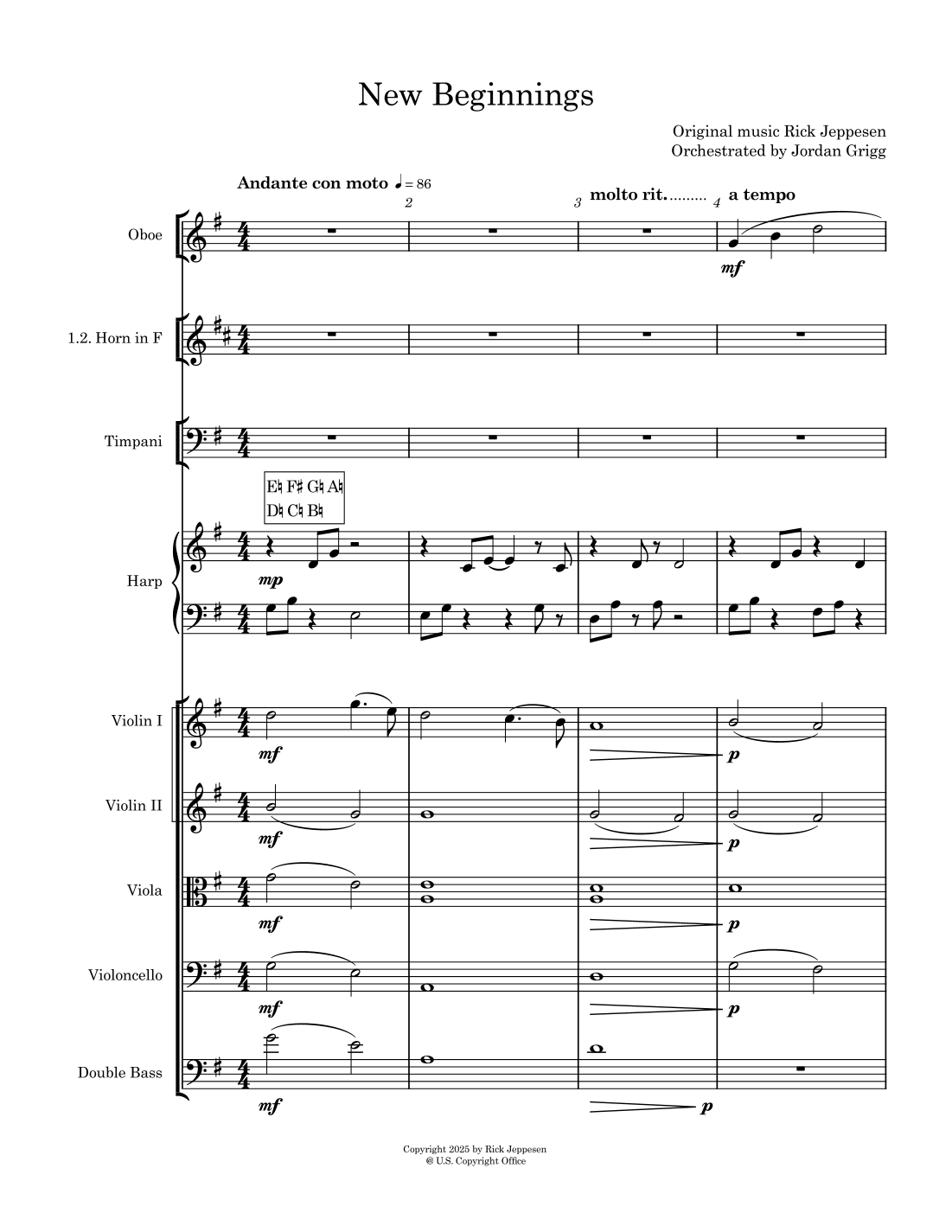 Rick Jeppesen 的 New Beginnings 管弦乐团乐谱 - 预览