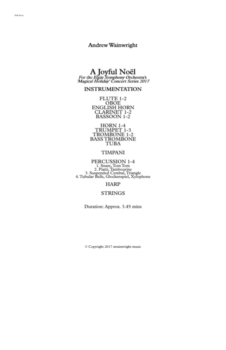 A Joyful Noel (arr. Andrew Wainwright) by Andrew Wainwright Full Orchestra