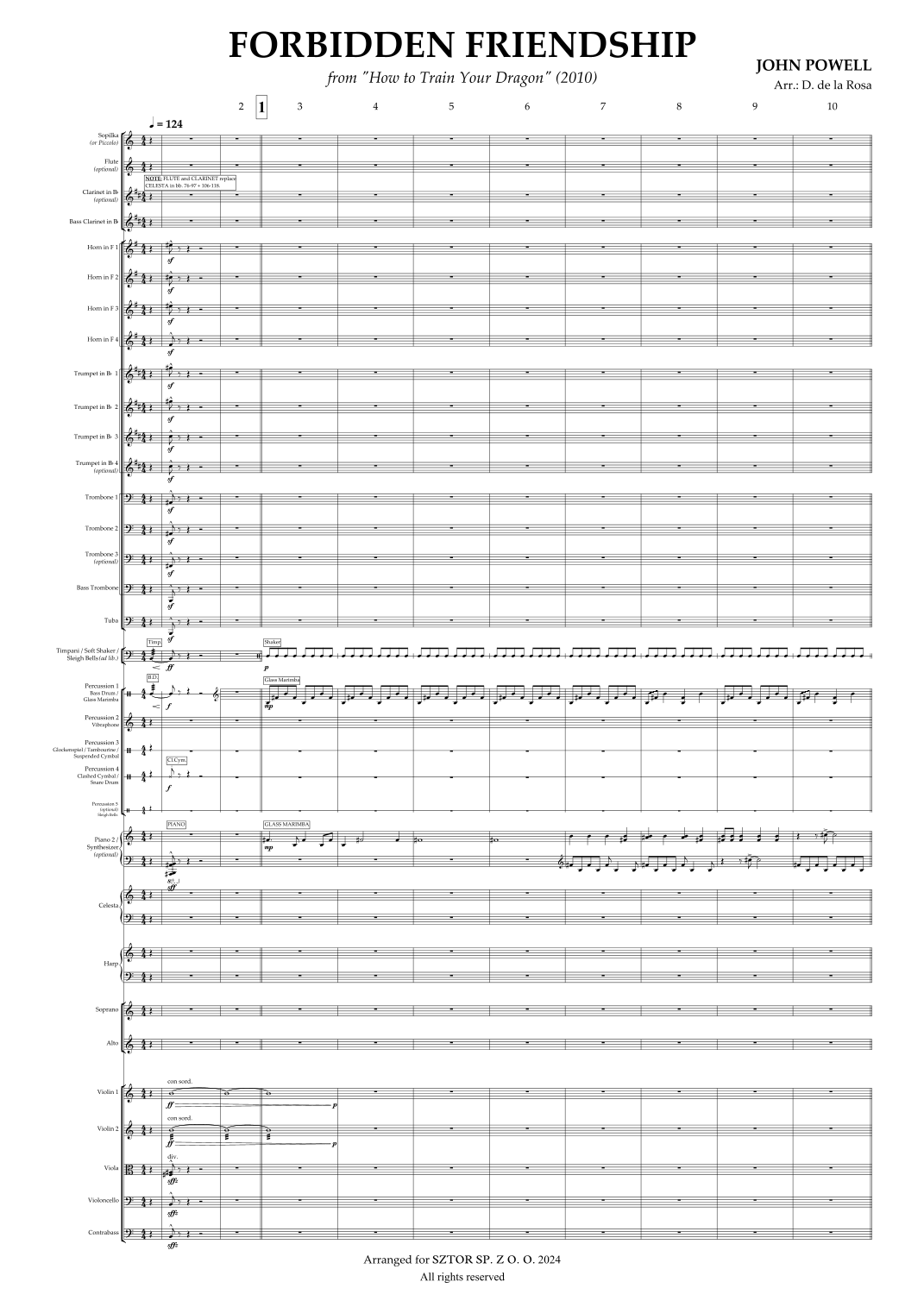 Forbidden Fiendship from How To Train Your Dragon for Full Orchestra and women's choir (arr. D. de la Rosa/Jan Valta) by John Powell Full Orchestra