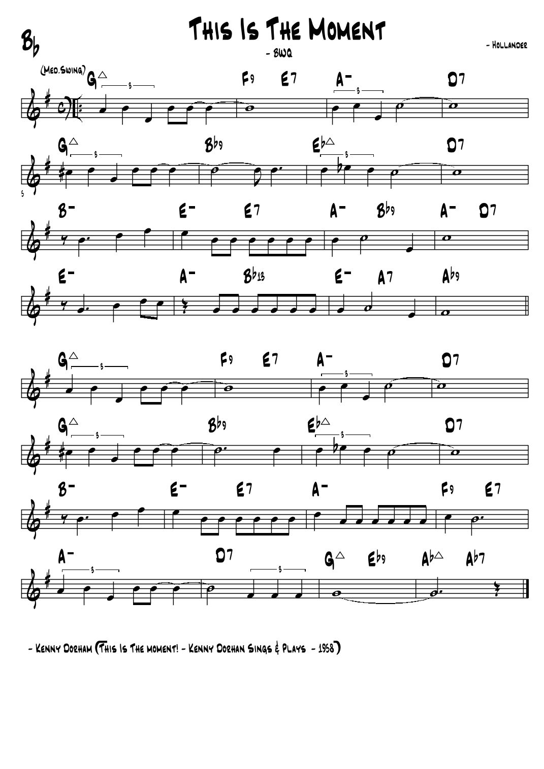 This Is The moment (alla Kenny Dorham) Sheet Music Dubin / Warren Lead Sheet / Fake Book