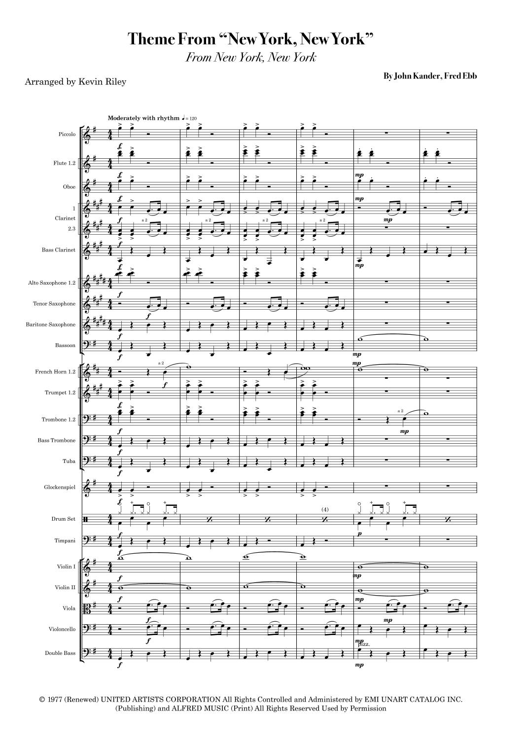 Theme From "New York, New York" (arr. Kevin Riley) by Frank Sinatra Full Orchestra