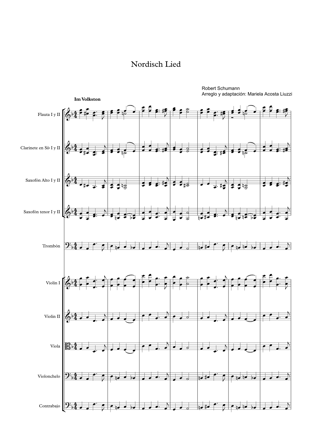 Nordish Lied - Score Only (arr. Mariela Acosta Liuzzi) by Robert Schumann Full Orchestra