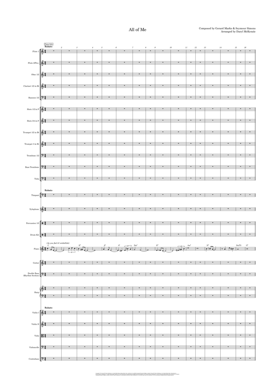 All Of Me (arr. Daryl McKenzie) by Seymour Simons Full Orchestra